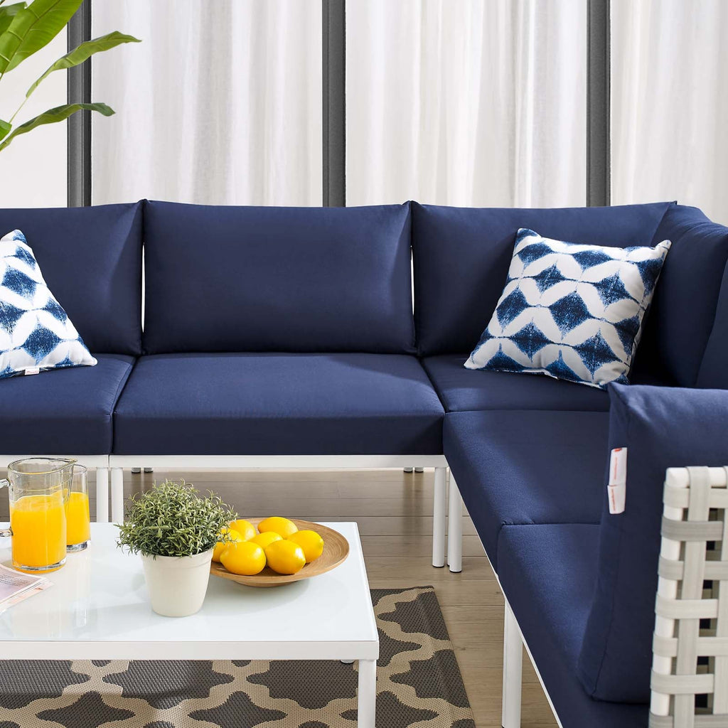 Harmony 6-Piece Sunbrella¨ Basket Weave Outdoor Patio Aluminum Sectional Sofa Set by Modway