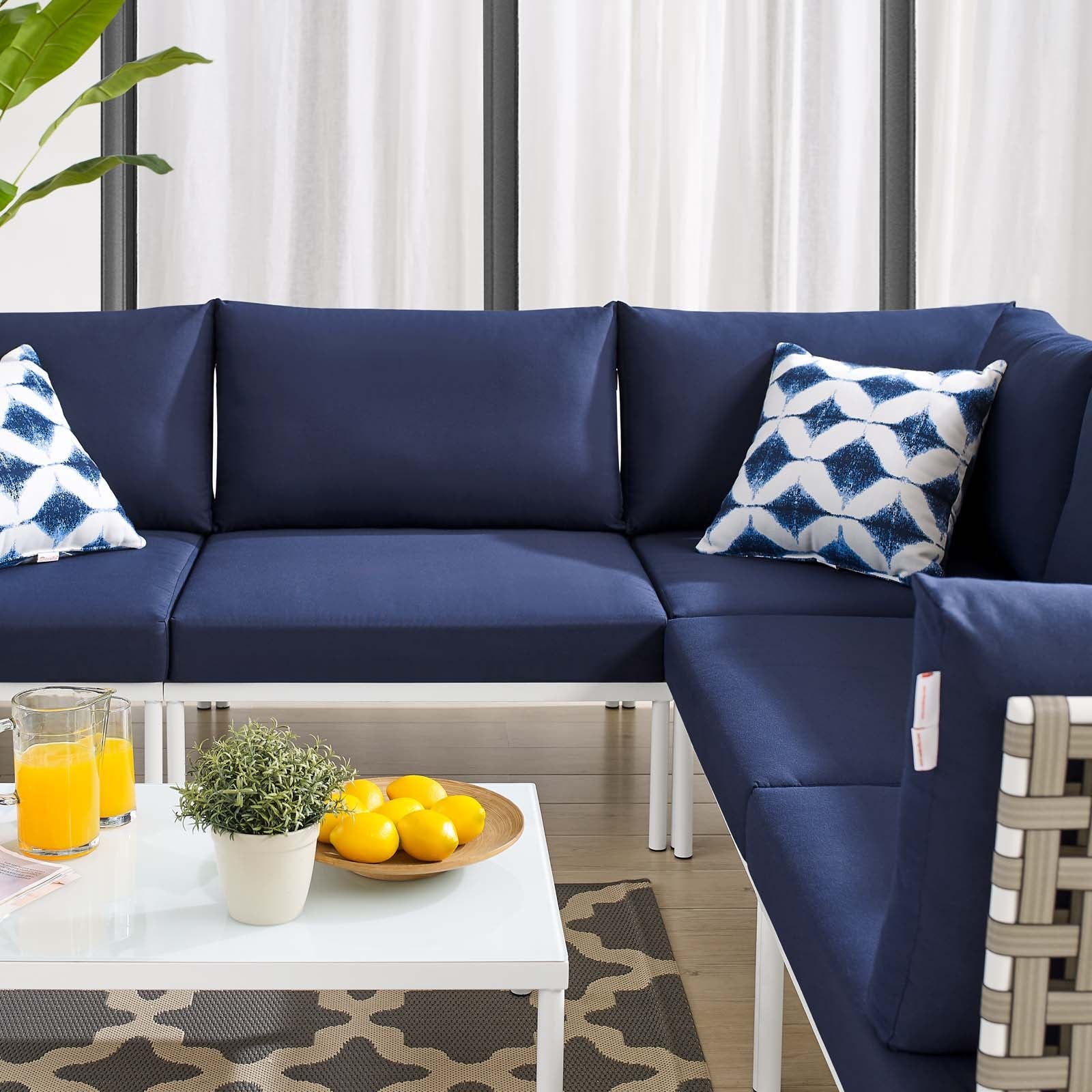 Harmony 6-Piece Sunbrella¨ Basket Weave Outdoor Patio Aluminum Sectional Sofa Set by Modway
