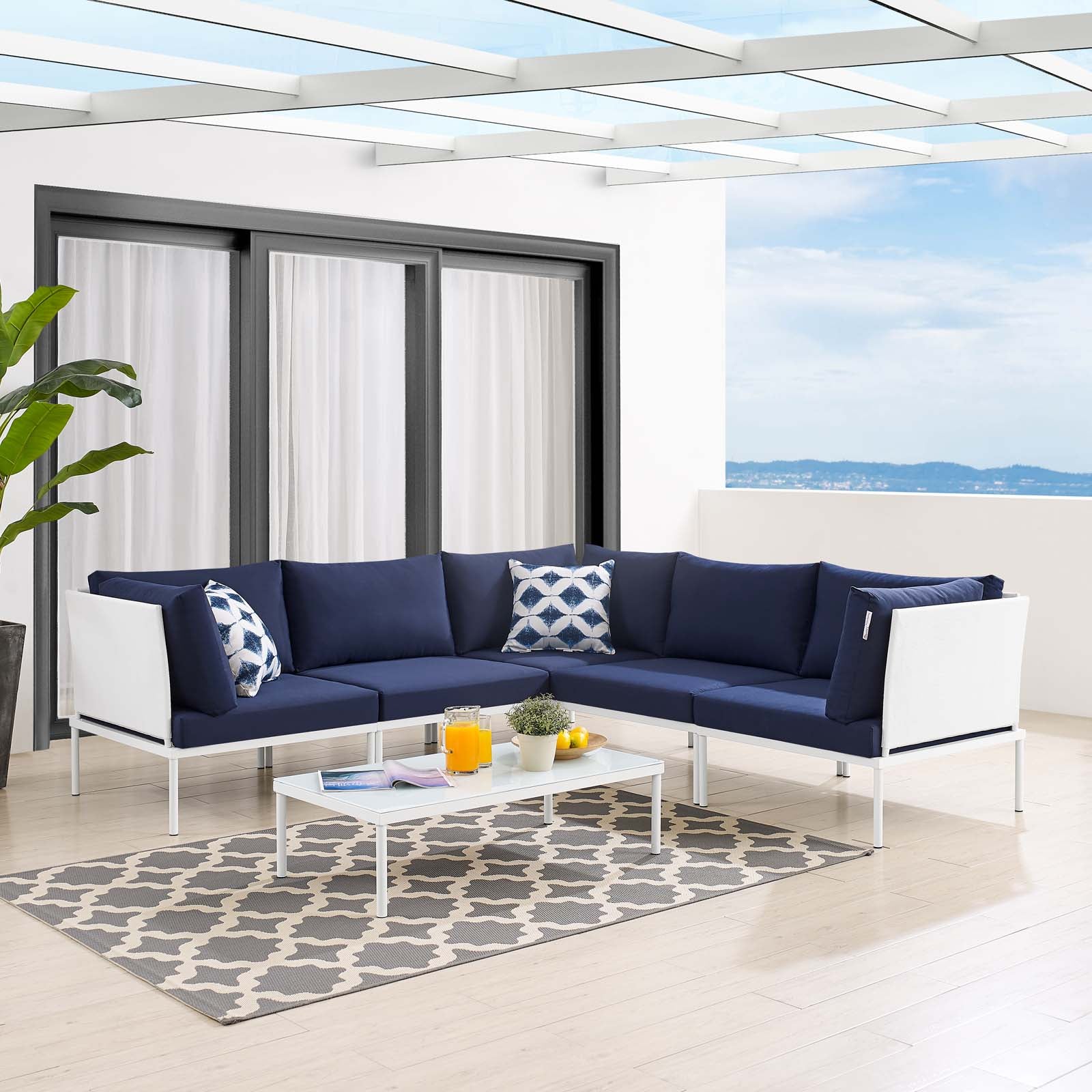 Harmony 6-Piece Sunbrella¨ Outdoor Patio Aluminum Sectional Sofa Set by Modway