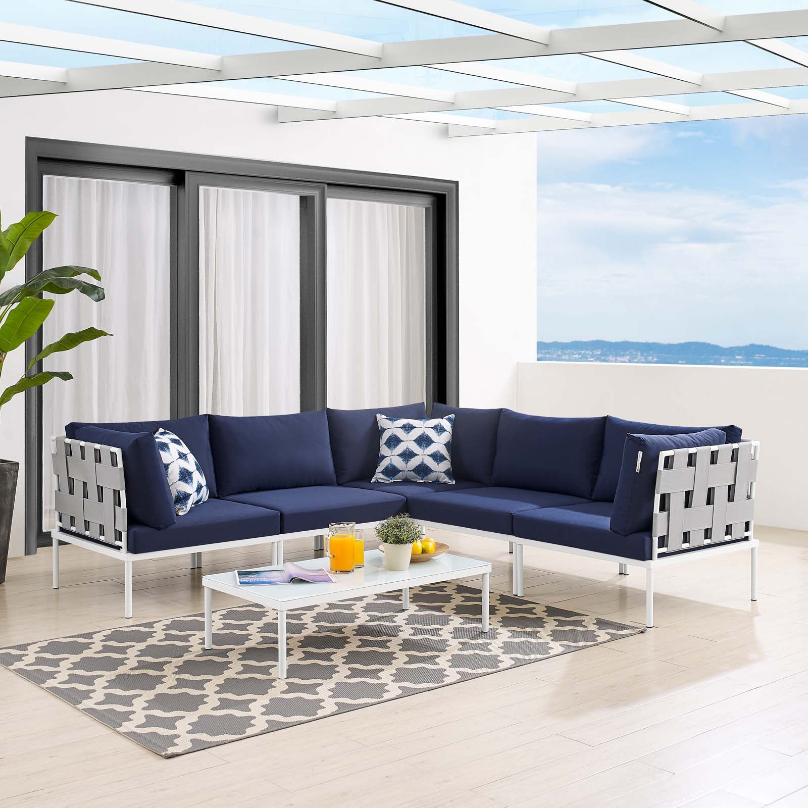 Harmony 6-Piece Sunbrella¨ Outdoor Patio Aluminum Sectional Sofa Set by Modway