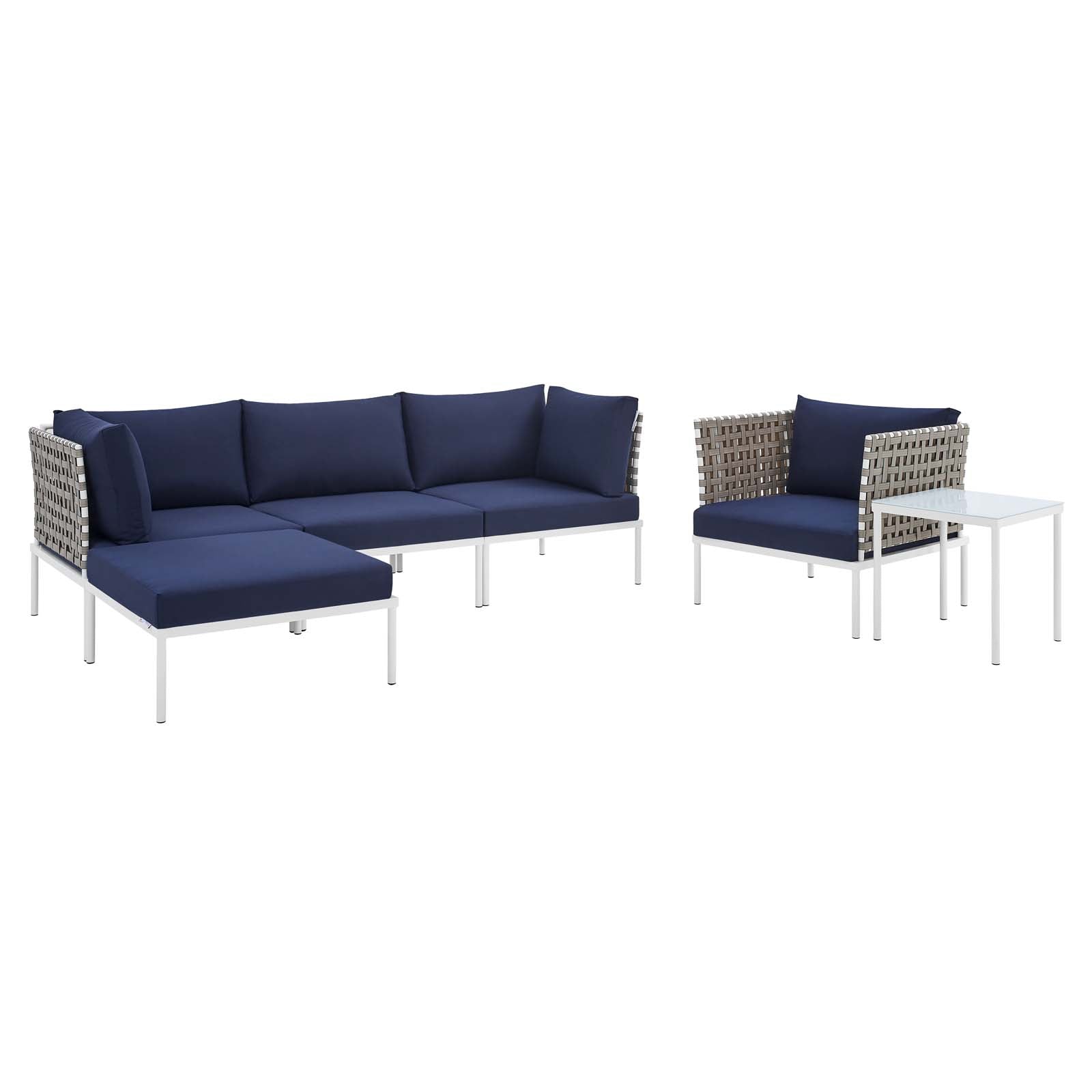 Harmony 6-Piece Sunbrella¨ Basket Weave Outdoor Patio Aluminum Seating Set by Modway