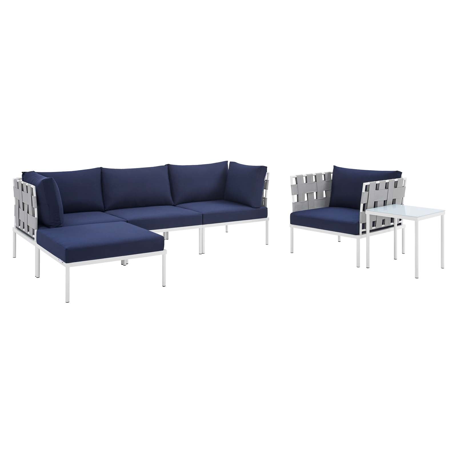 Harmony 6-Piece Sunbrella¨ Outdoor Patio Aluminum Seating Set by Modway