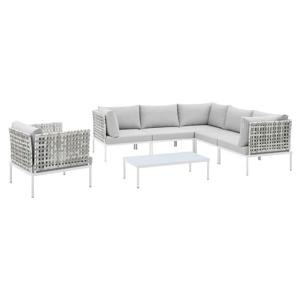 Harmony 7-Piece Sunbrella¨ Basket Weave Outdoor Patio Aluminum Sectional Sofa Set by Modway