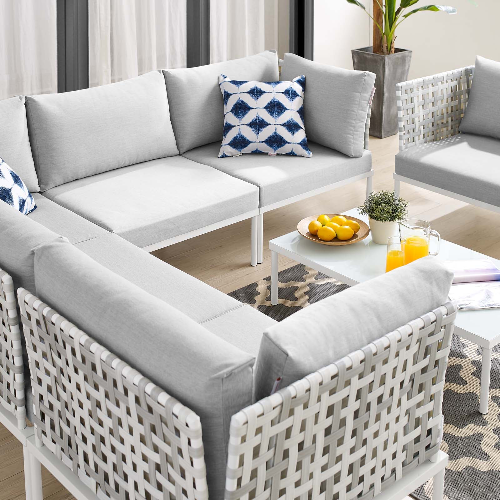 Harmony 7-Piece Sunbrella¨ Basket Weave Outdoor Patio Aluminum Sectional Sofa Set by Modway