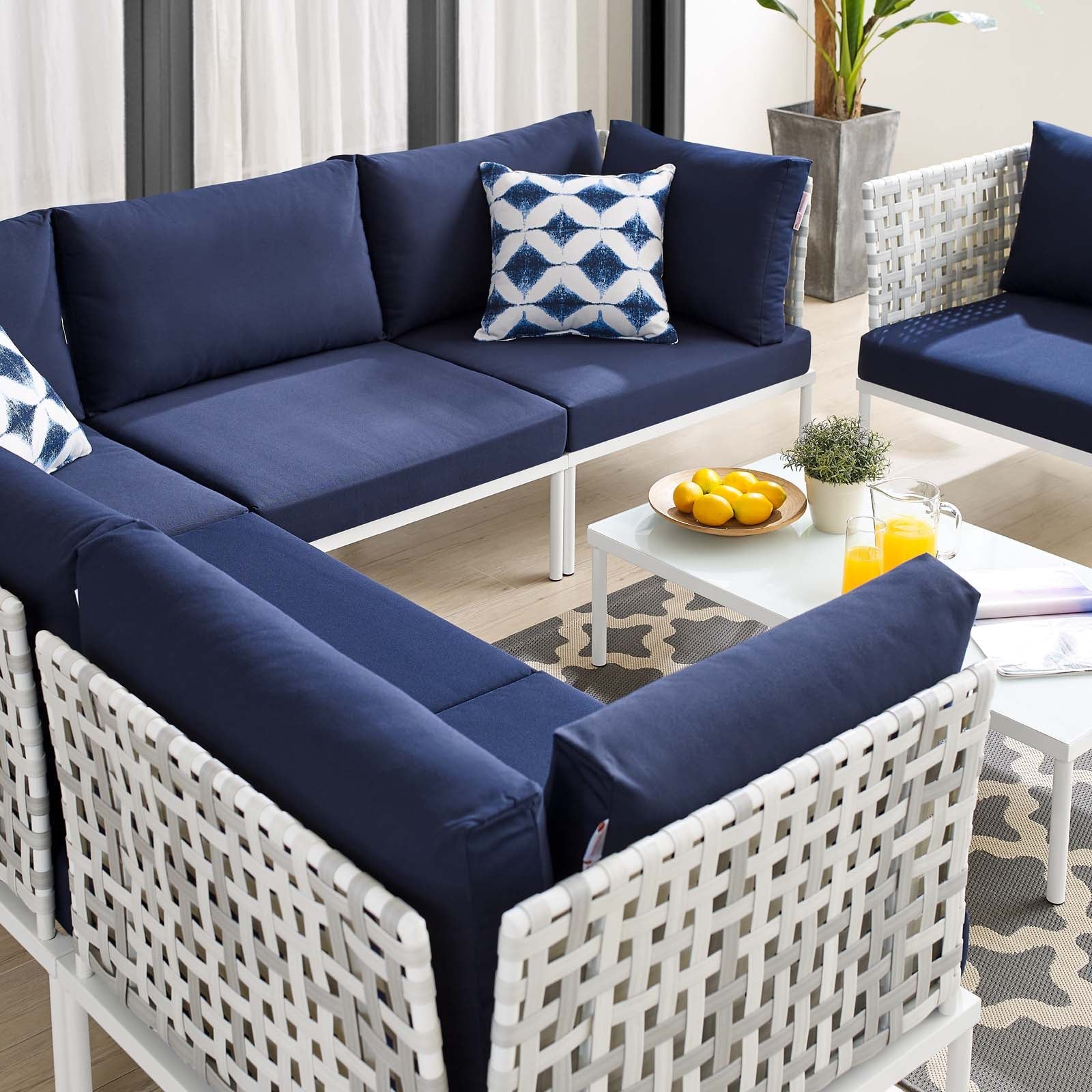 Harmony 7-Piece Sunbrella¨ Basket Weave Outdoor Patio Aluminum Sectional Sofa Set by Modway