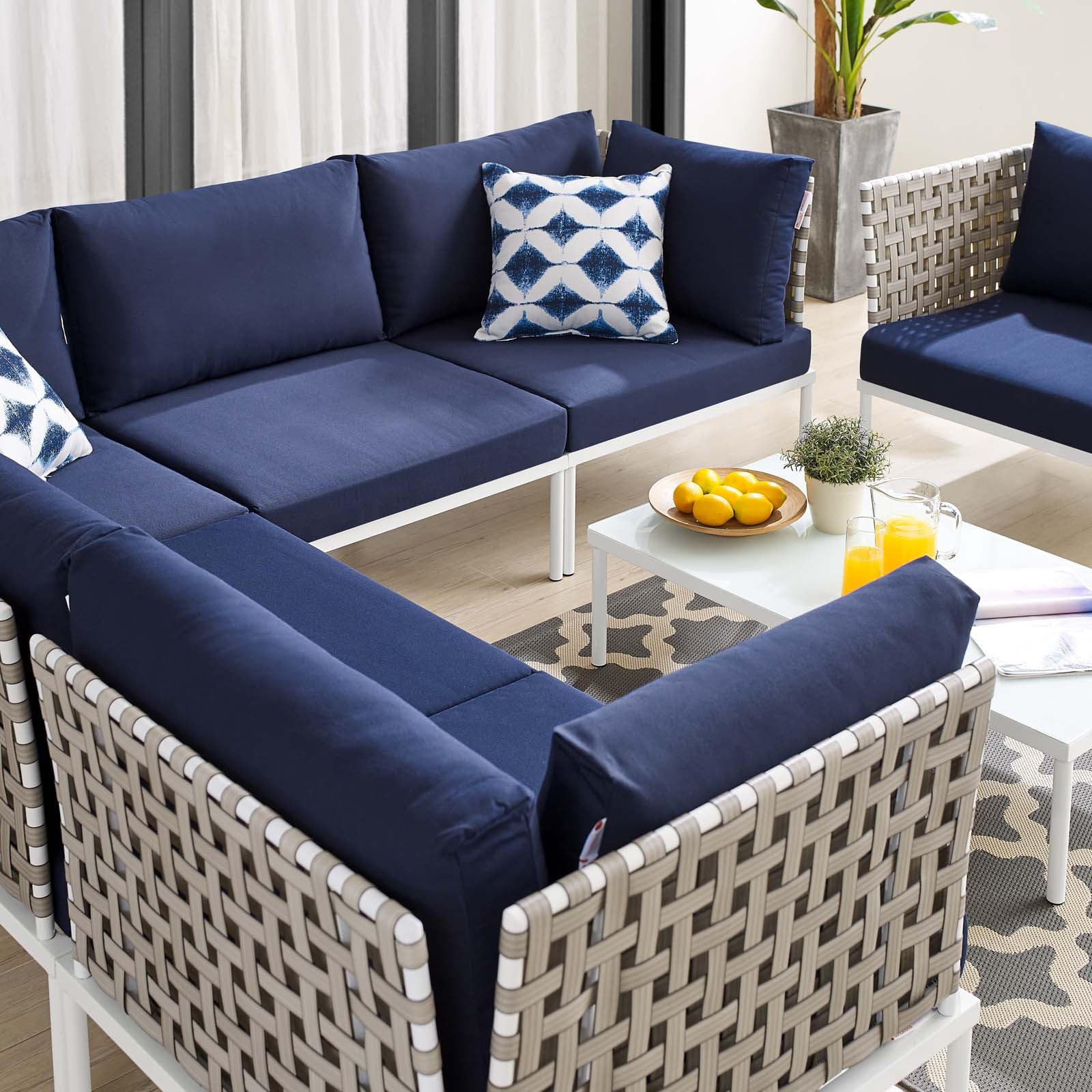 Harmony 7-Piece Sunbrella¨ Basket Weave Outdoor Patio Aluminum Sectional Sofa Set by Modway