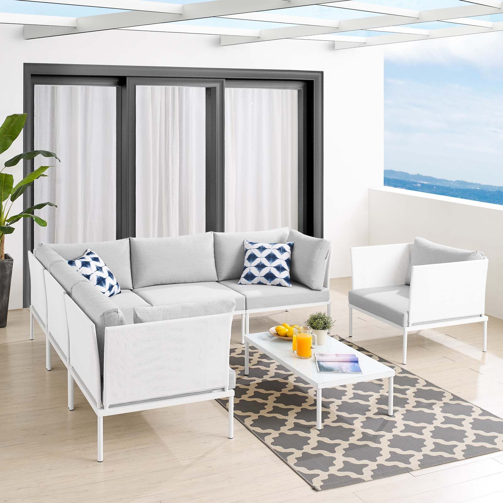 Harmony 7-Piece Sunbrella¨ Outdoor Patio Aluminum Sectional Sofa Set by Modway