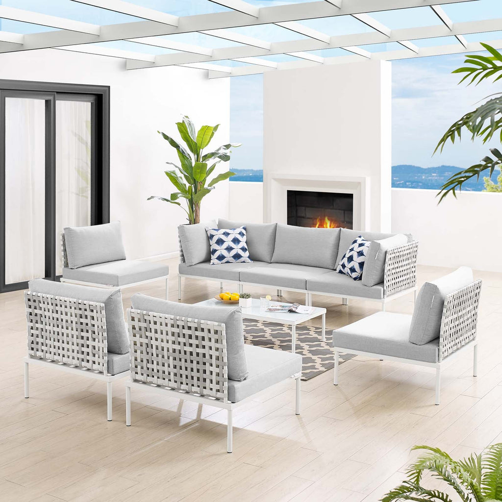 Harmony 8-Piece Sunbrella¨ Basket Weave Outdoor Patio Aluminum Sectional Sofa Set by Modway