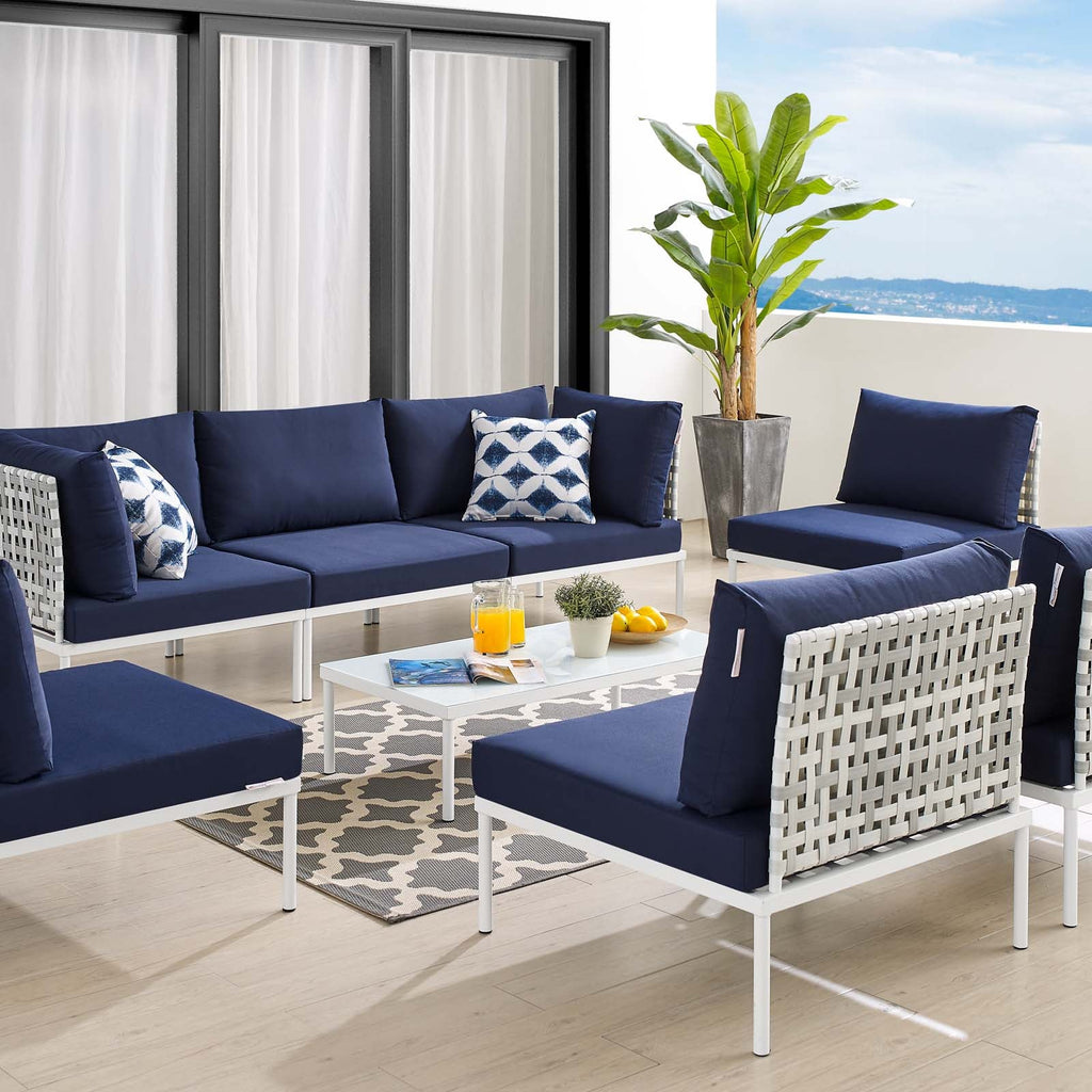Harmony 8-Piece Sunbrella¨ Basket Weave Outdoor Patio Aluminum Sectional Sofa Set by Modway