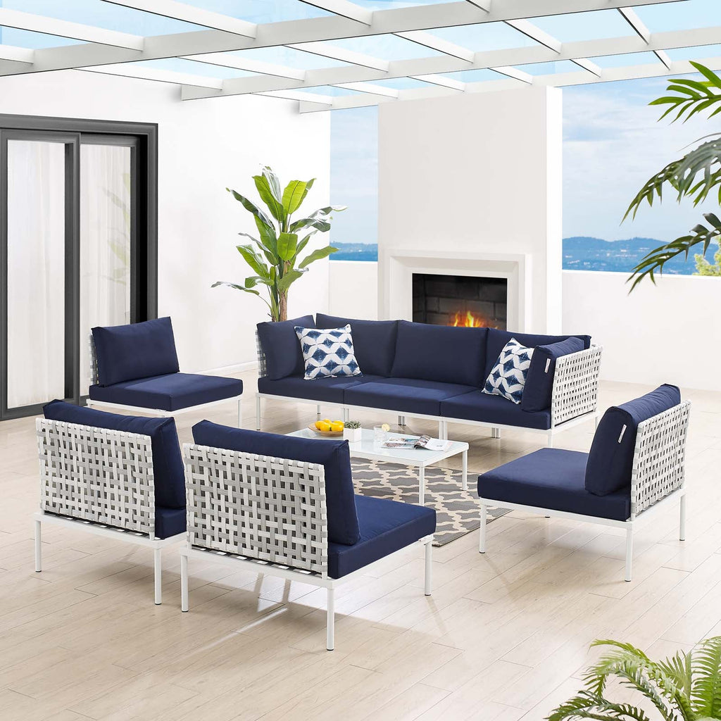 Harmony 8-Piece Sunbrella¨ Basket Weave Outdoor Patio Aluminum Sectional Sofa Set by Modway