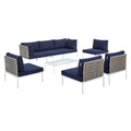 Harmony 8-Piece Sunbrella¨ Basket Weave Outdoor Patio Aluminum Sectional Sofa Set by Modway