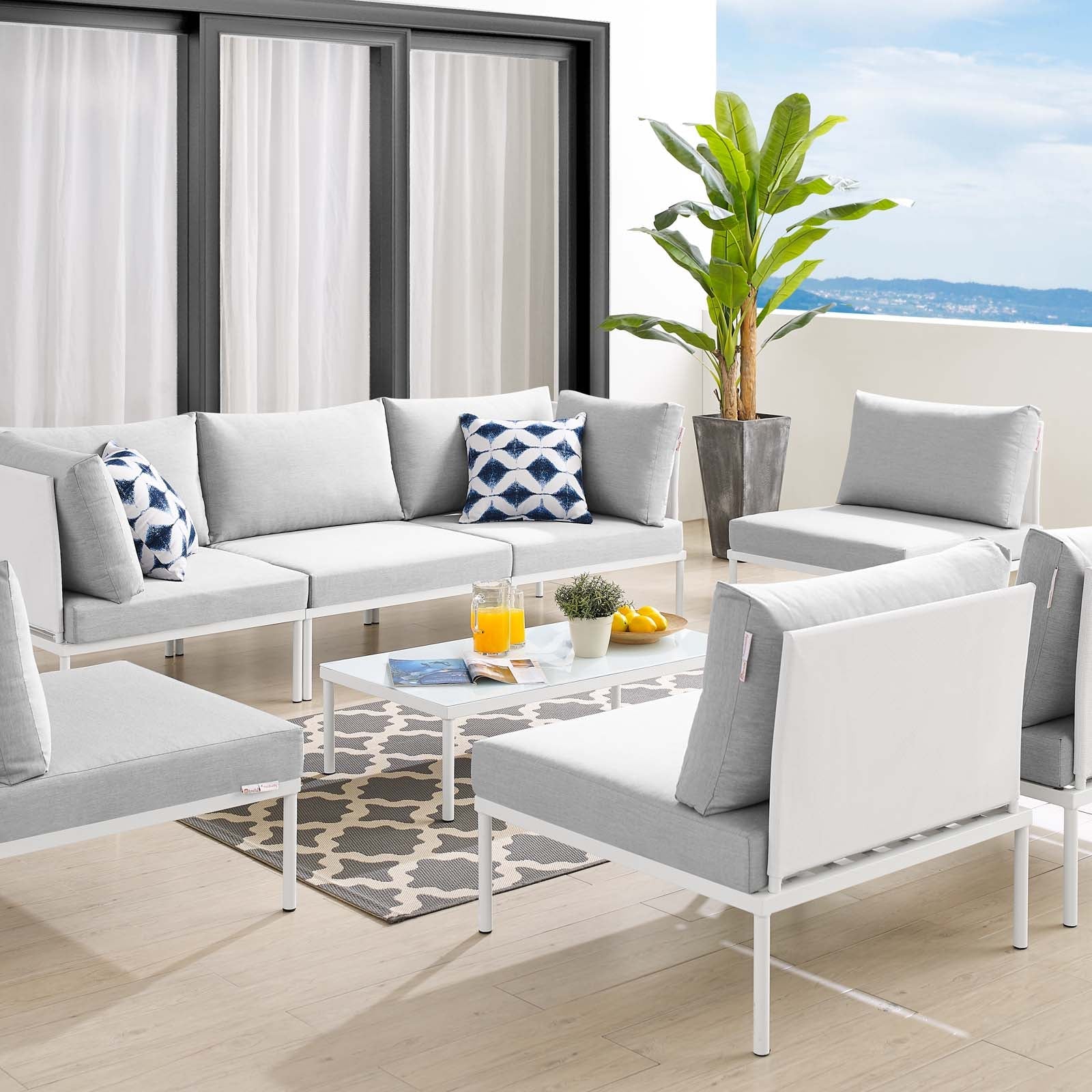 Harmony 8-Piece Sunbrella¨ Outdoor Patio Aluminum Sectional Sofa Set by Modway