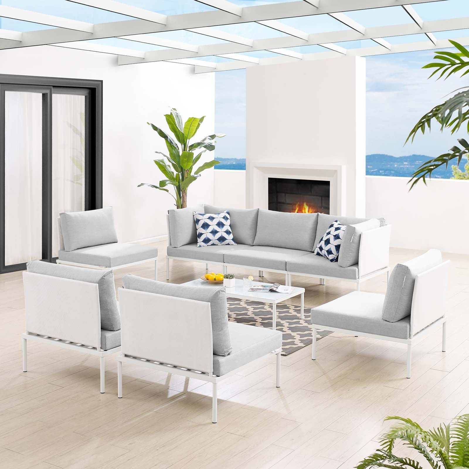 Harmony 8-Piece Sunbrella¨ Outdoor Patio Aluminum Sectional Sofa Set by Modway