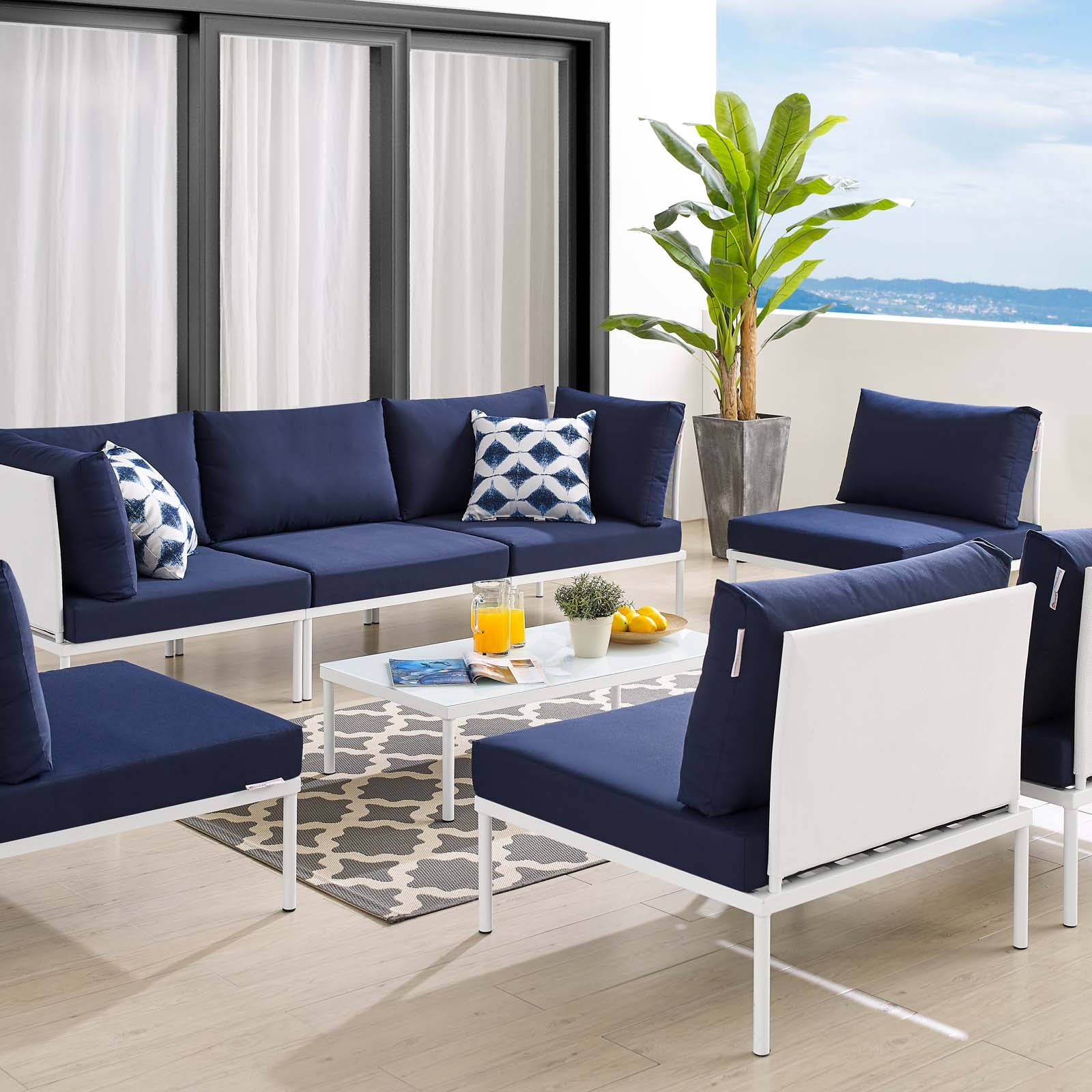 Harmony 8-Piece Sunbrella¨ Outdoor Patio Aluminum Sectional Sofa Set by Modway