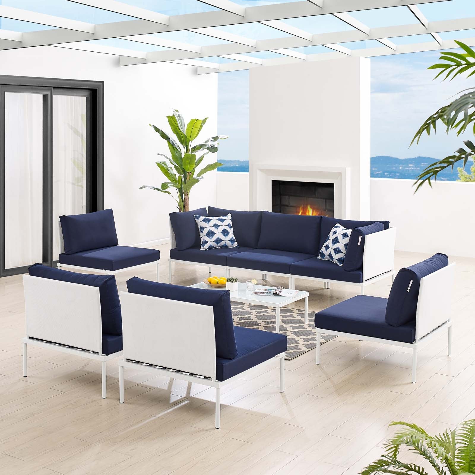 Harmony 8-Piece Sunbrella¨ Outdoor Patio Aluminum Sectional Sofa Set by Modway