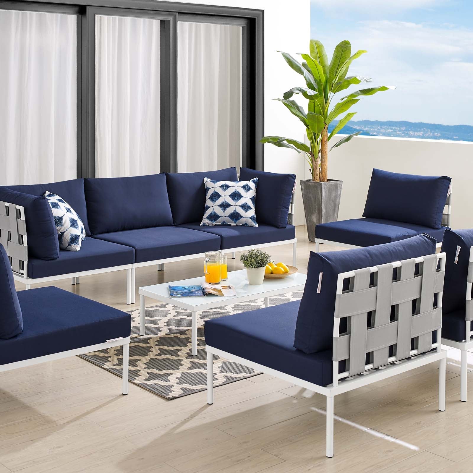 Harmony 8-Piece Sunbrella¨ Outdoor Patio All Mesh Sectional Sofa Set by Modway