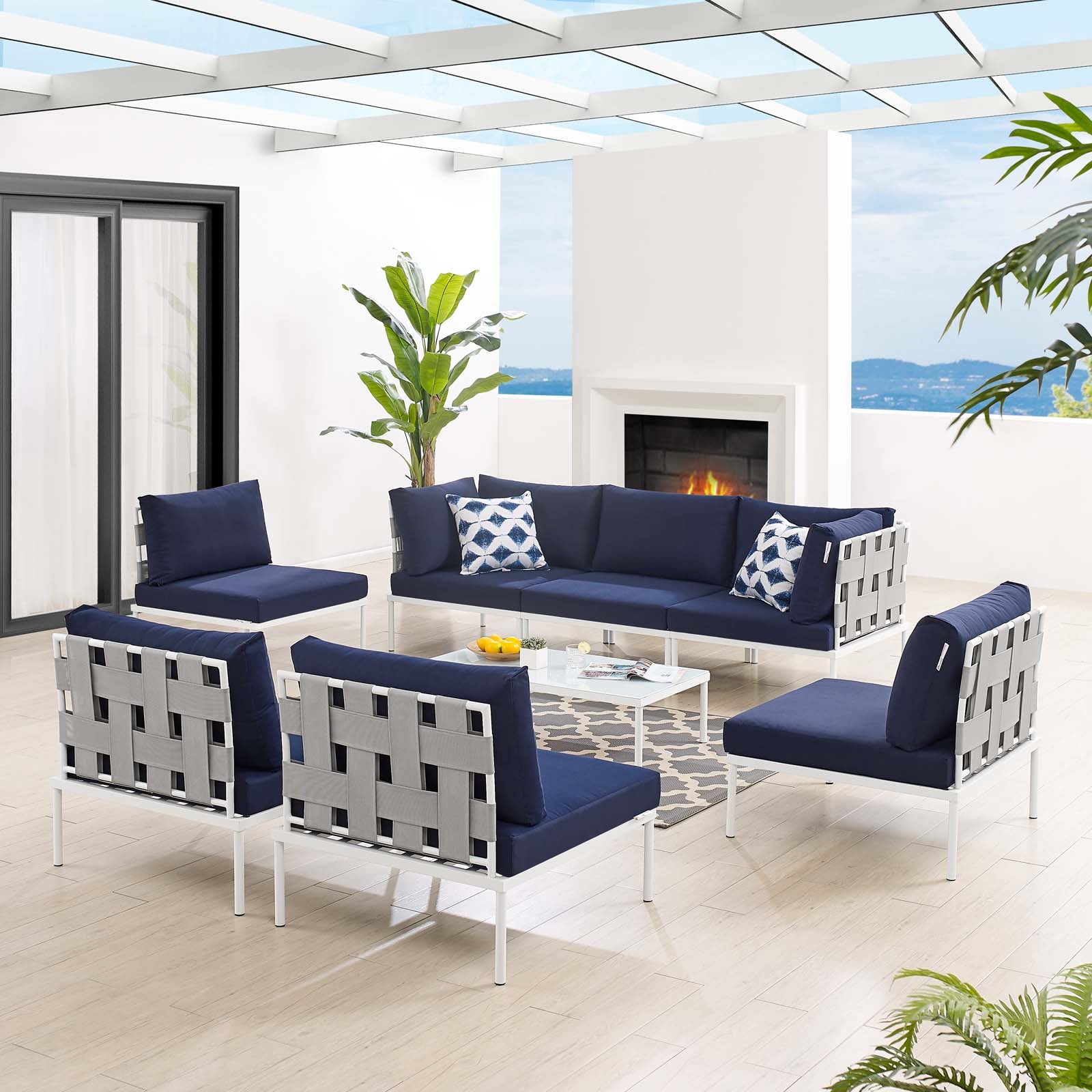 Harmony 8-Piece Sunbrella¨ Outdoor Patio All Mesh Sectional Sofa Set by Modway