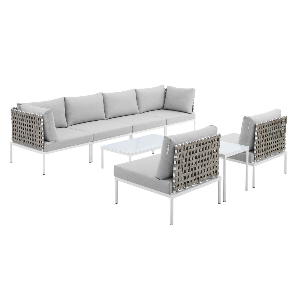 Harmony 8-Piece Sunbrella¨ Basket Weave Outdoor Patio Aluminum Sectional Sofa Set by Modway