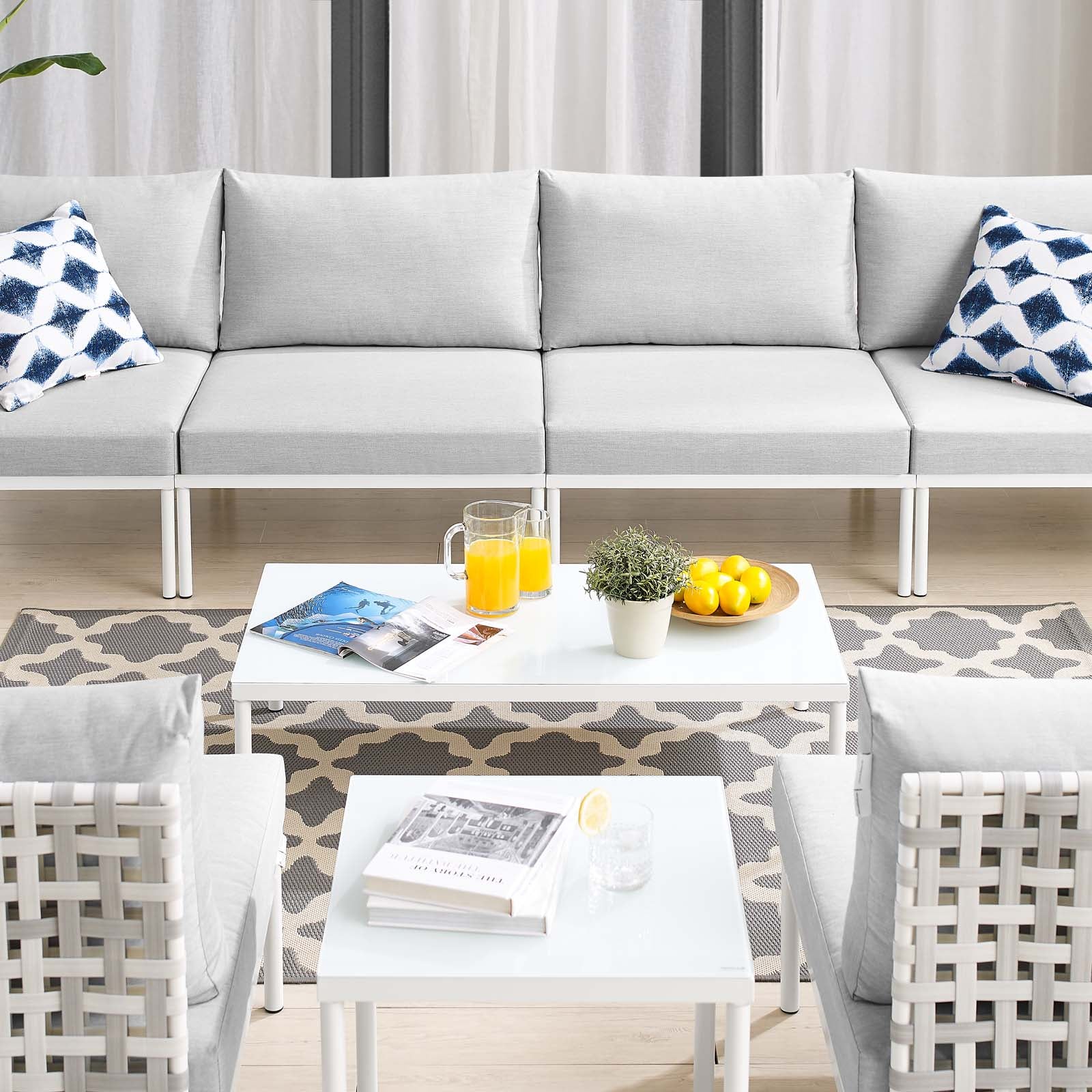 Harmony 8-Piece Sunbrella¨ Basket Weave Outdoor Patio Aluminum Sectional Sofa Set by Modway