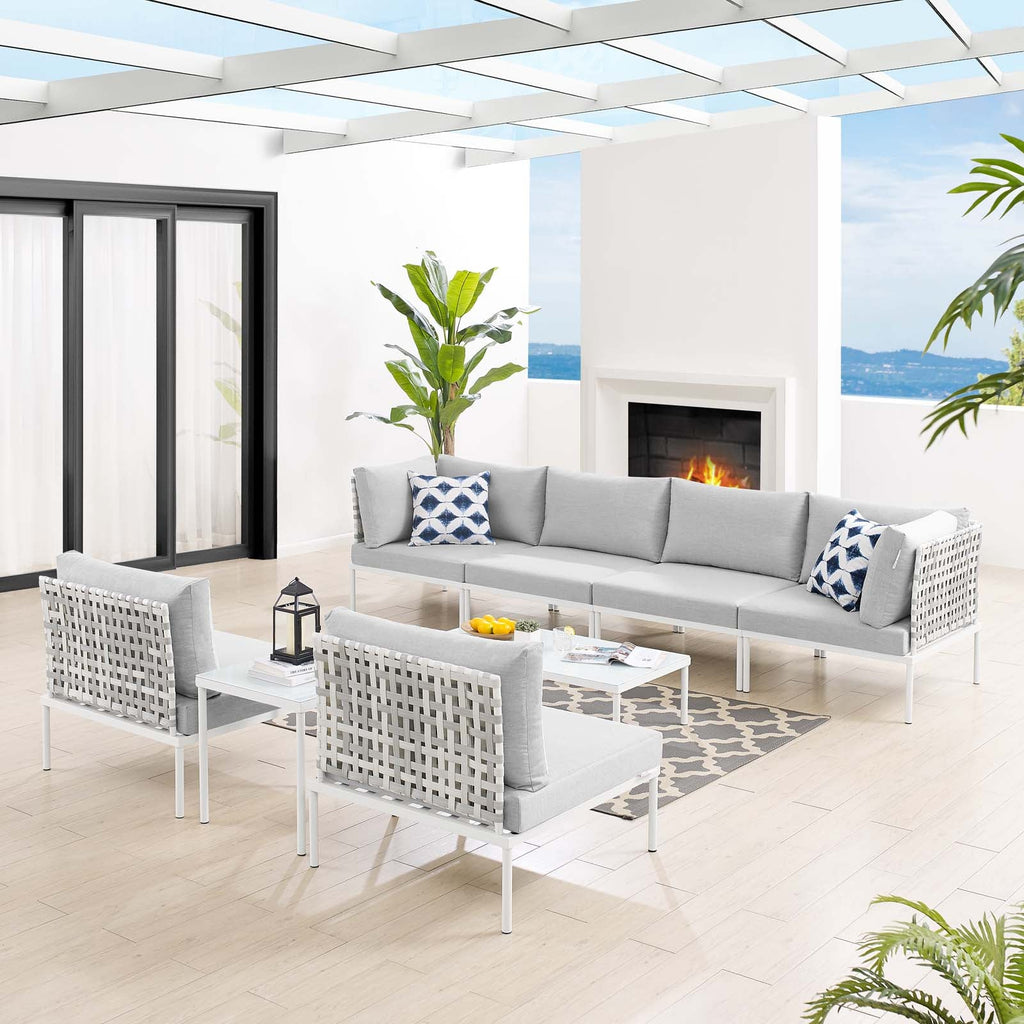 Harmony 8-Piece Sunbrella¨ Basket Weave Outdoor Patio Aluminum Sectional Sofa Set by Modway