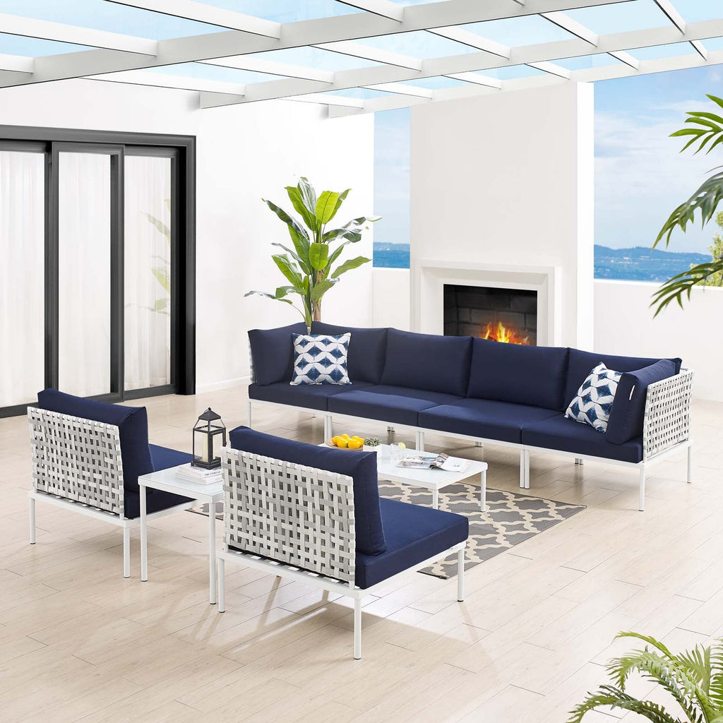 Harmony 8-Piece Sunbrella¨ Basket Weave Outdoor Patio Aluminum Sectional Sofa Set by Modway
