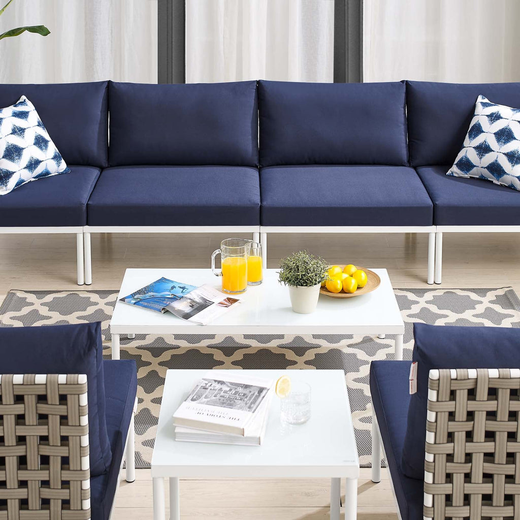 Harmony 8-Piece Sunbrella¨ Basket Weave Outdoor Patio Aluminum Sectional Sofa Set by Modway