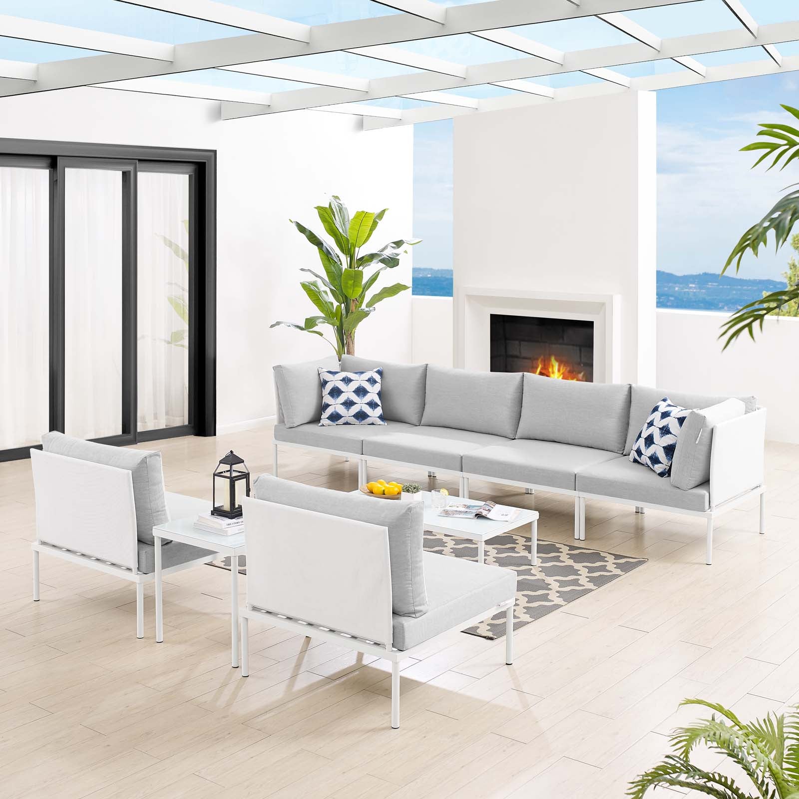 Harmony 8-Piece Sunbrella¨ Outdoor Patio Aluminum Sectional Sofa Set by Modway