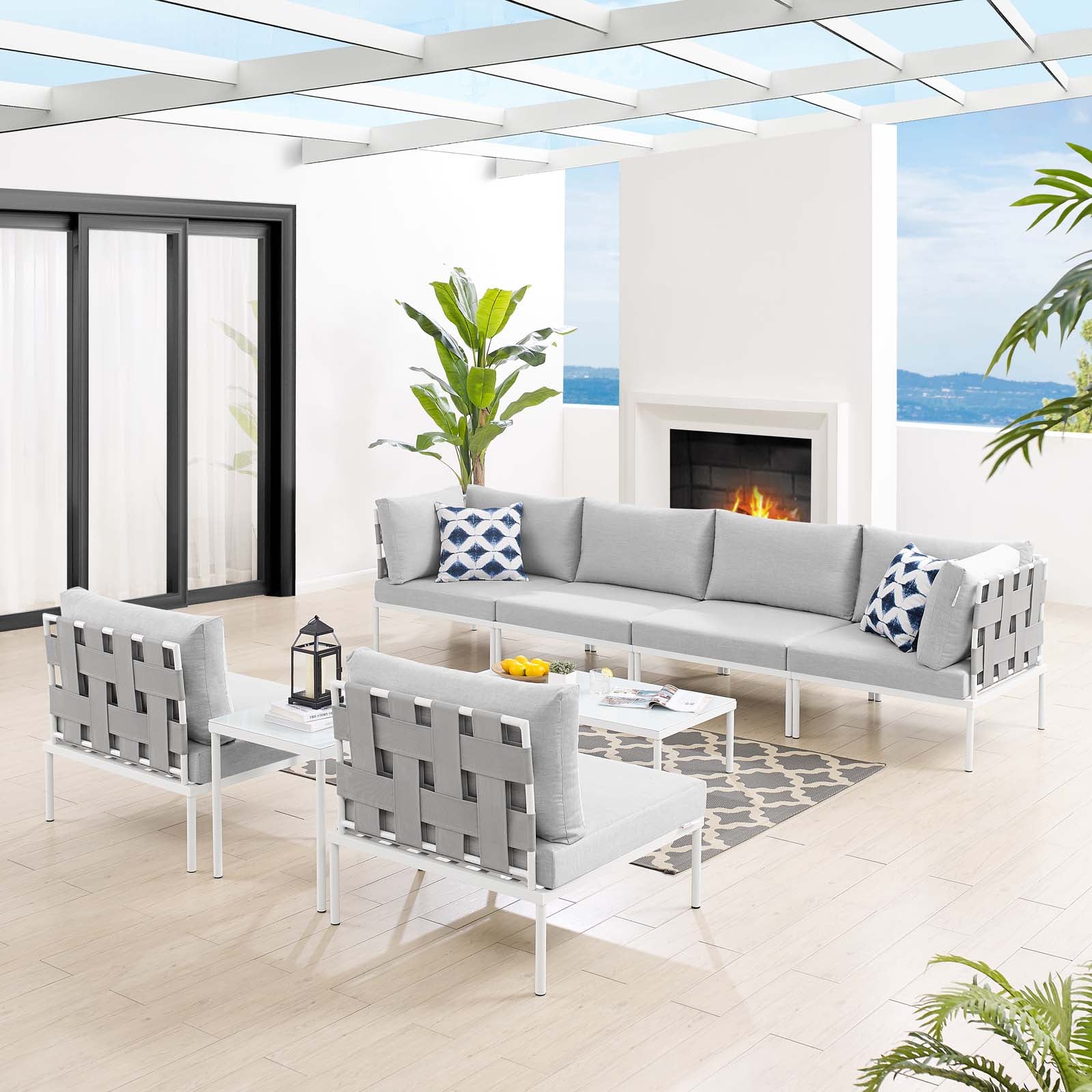 Harmony 8-Piece Sunbrella¨ Outdoor Patio Aluminum Sectional Sofa Set by Modway