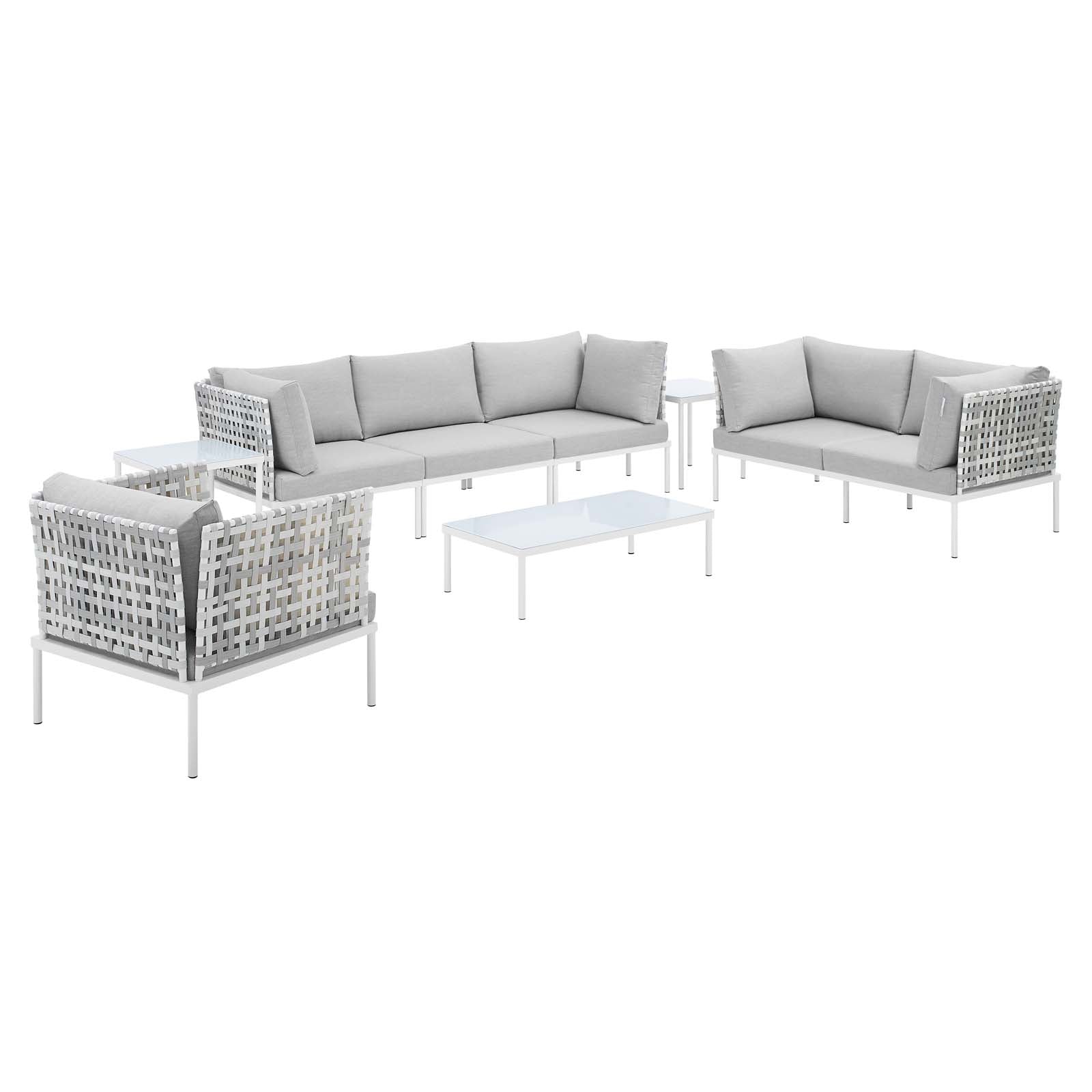 Harmony 8-Piece Sunbrella¨ Basket Weave Outdoor Patio Aluminum Seating Set by Modway