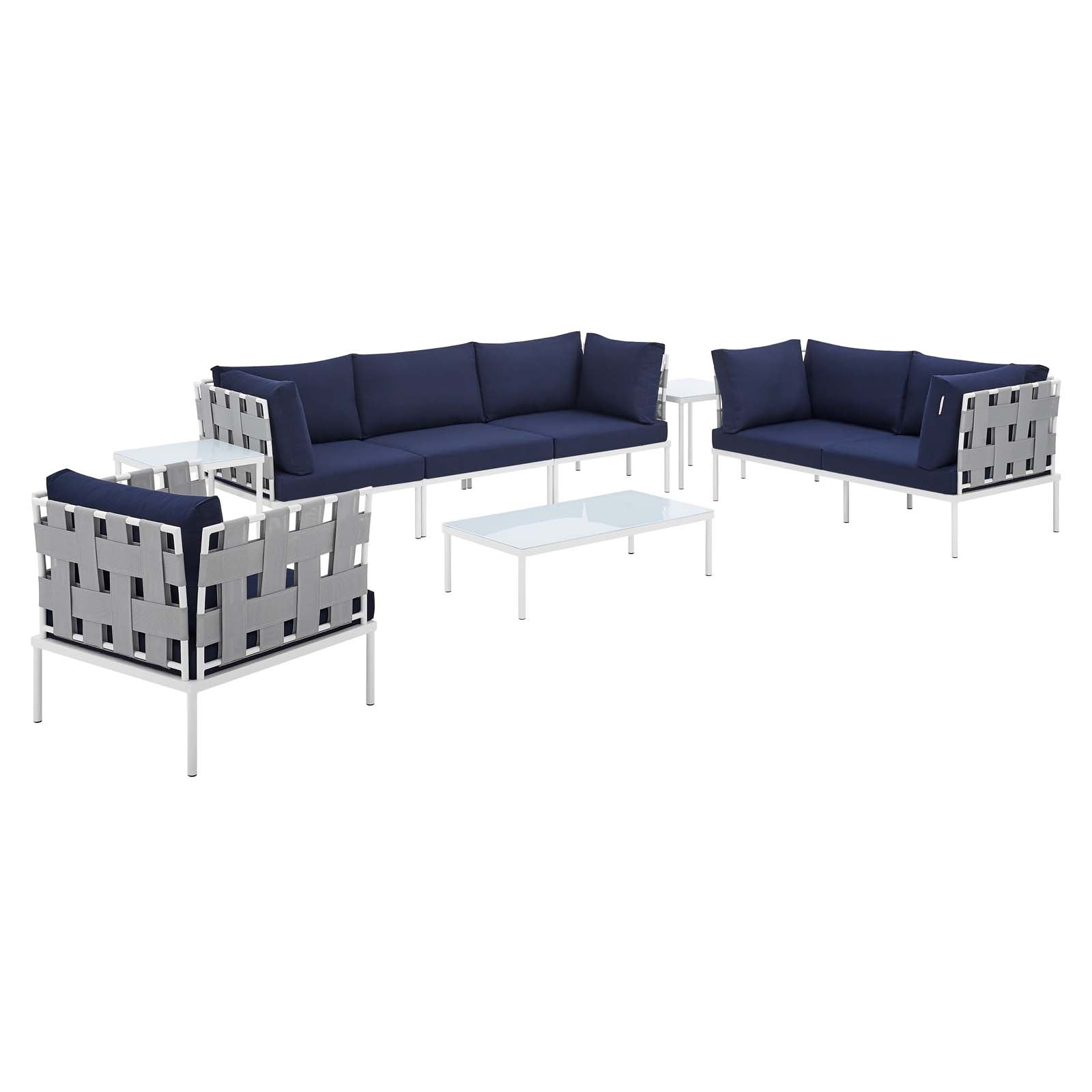 Harmony 8-Piece Sunbrella¨ Outdoor Patio Aluminum Seating Set by Modway