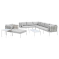 Harmony 10-Piece Sunbrella¨ Basket Weave Outdoor Patio Aluminum Sectional Sofa Set by Modway