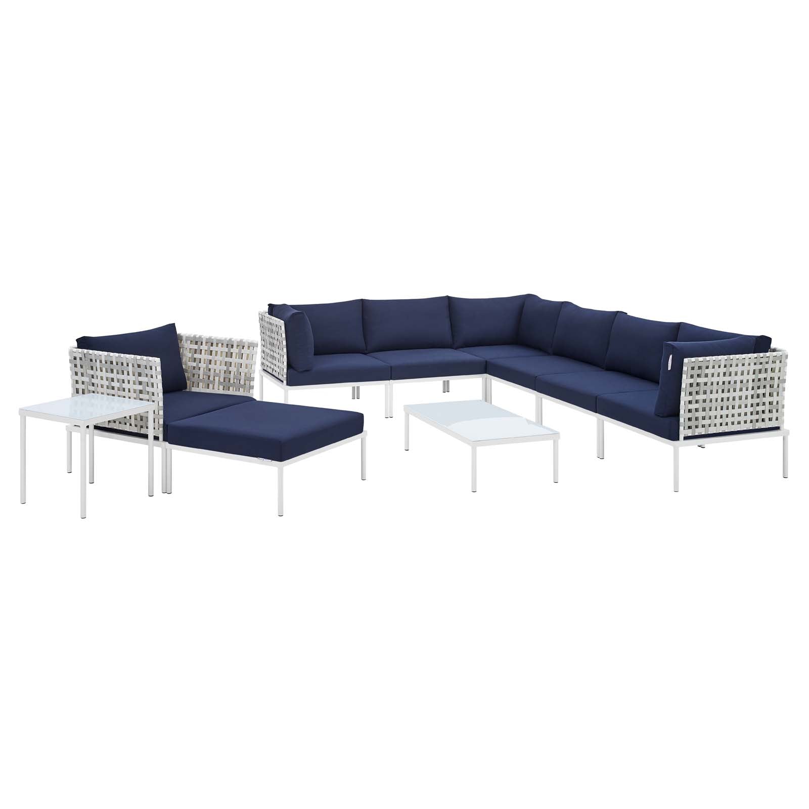 Harmony 10-Piece Sunbrella¨ Basket Weave Outdoor Patio Aluminum Sectional Sofa Set by Modway
