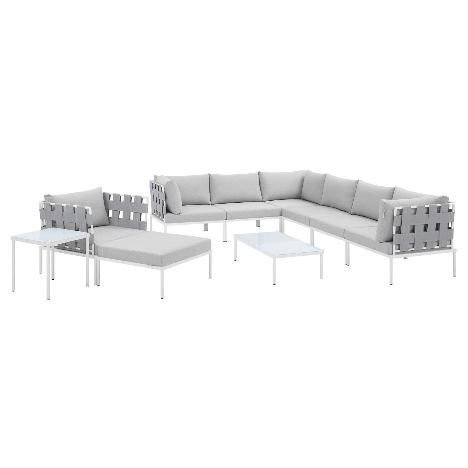 Harmony 10-Piece Sunbrella¨ Outdoor Patio Aluminum Sectional Sofa Set by Modway
