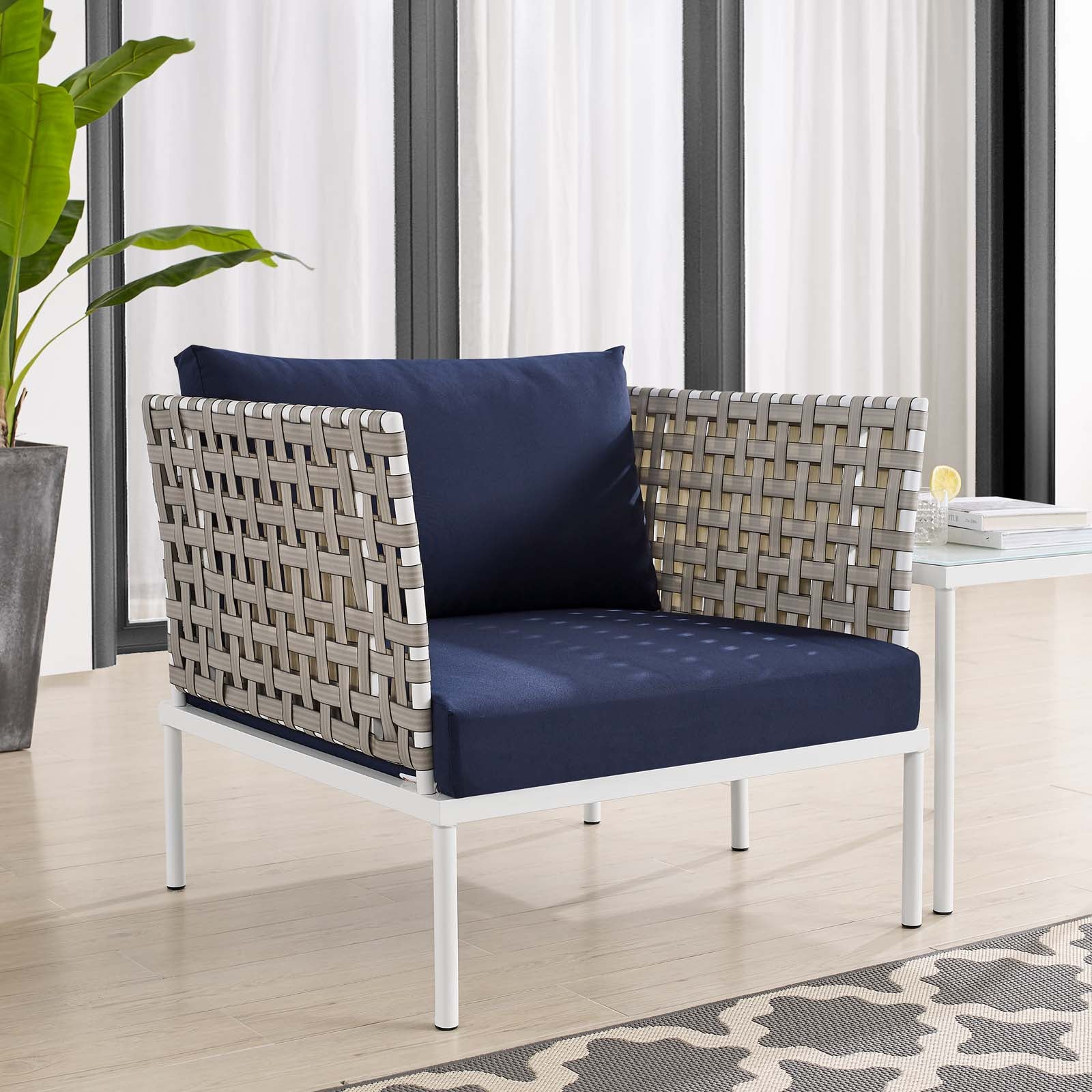 Harmony Sunbrella¨ Basket Weave Outdoor Patio Aluminum Armchair by Modway