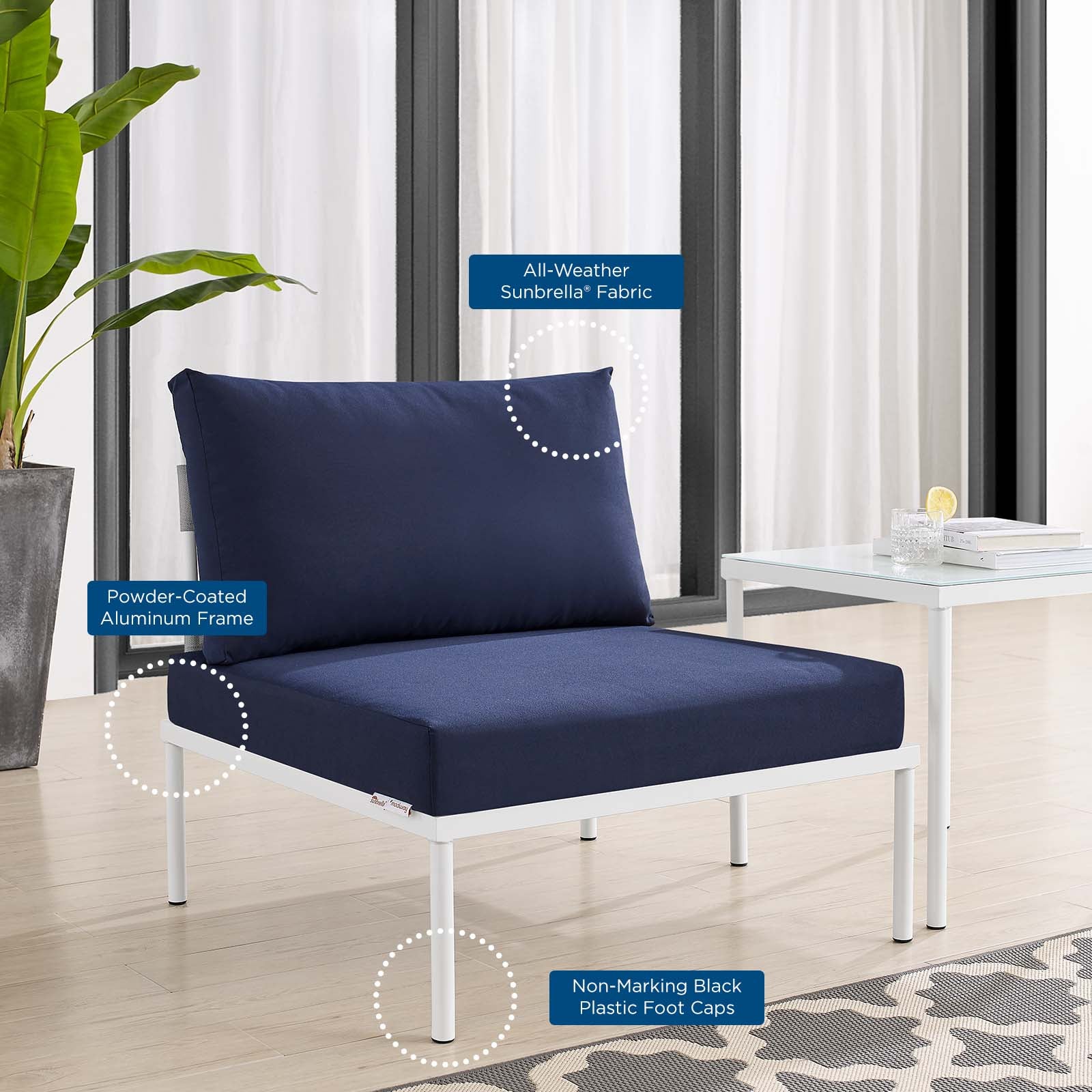 Harmony Sunbrella¨ Outdoor Patio Aluminum Armless Chair by Modway