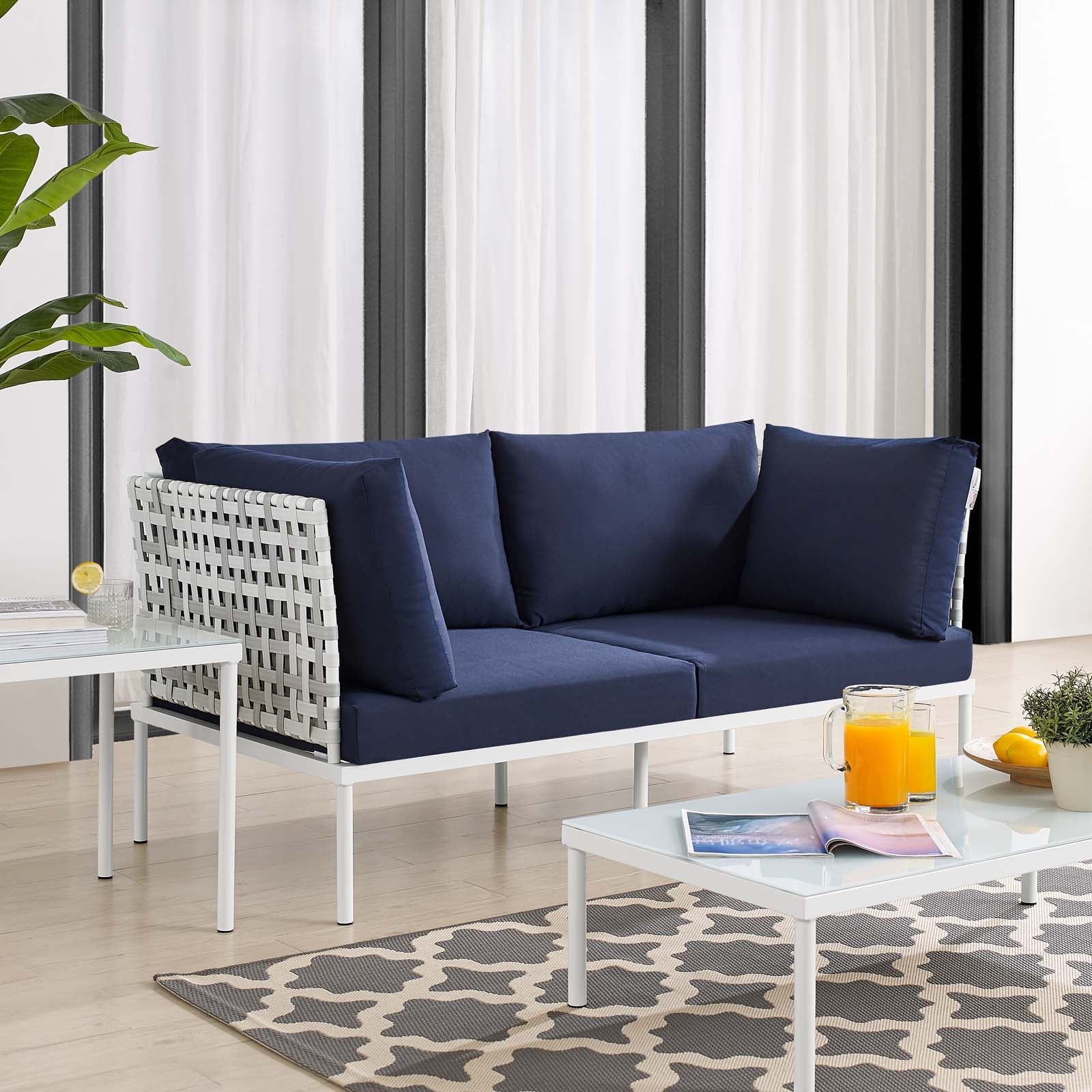 Harmony Sunbrella¨ Basket Weave Outdoor Patio Aluminum Loveseat by Modway