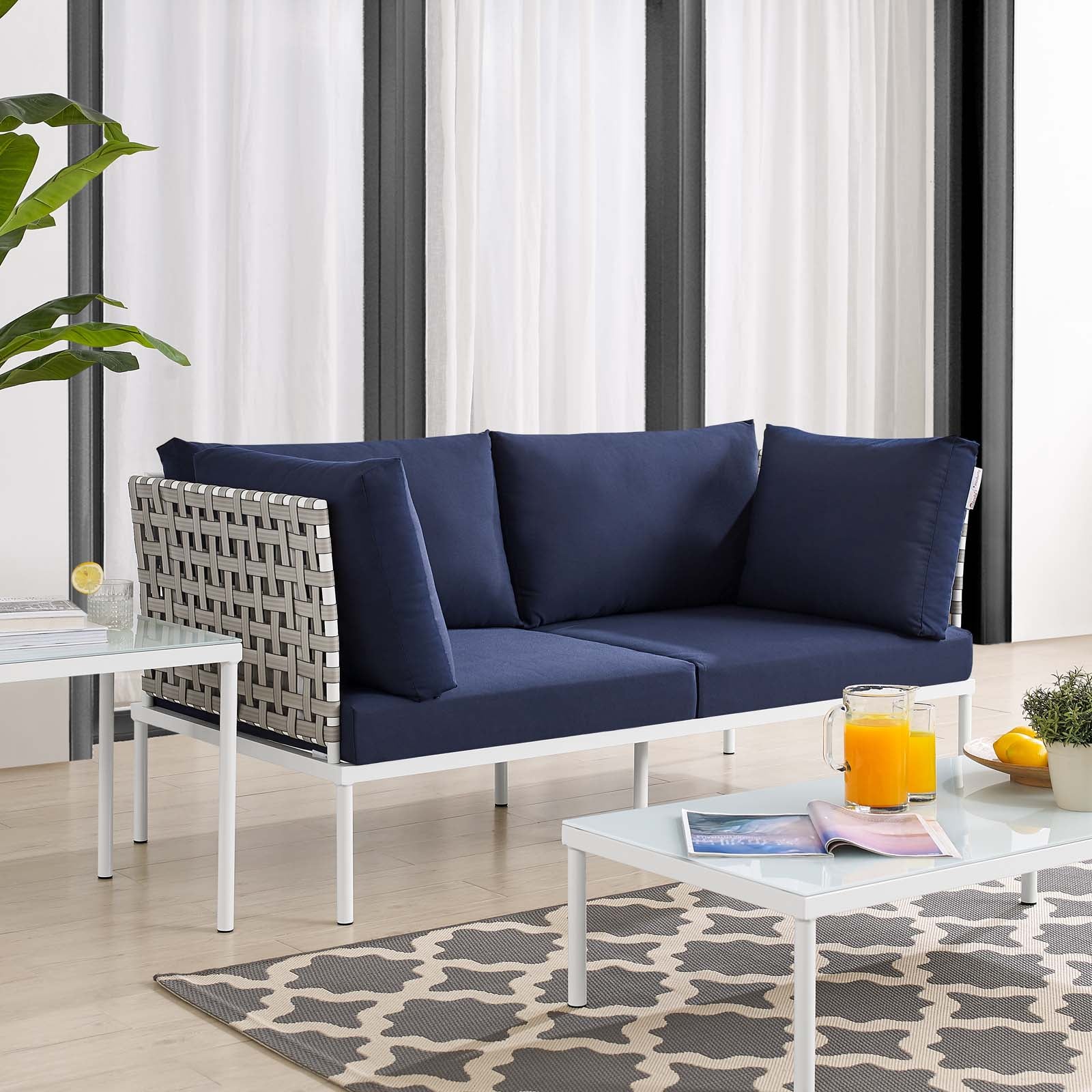 Harmony Sunbrella¨ Basket Weave Outdoor Patio Aluminum Loveseat by Modway