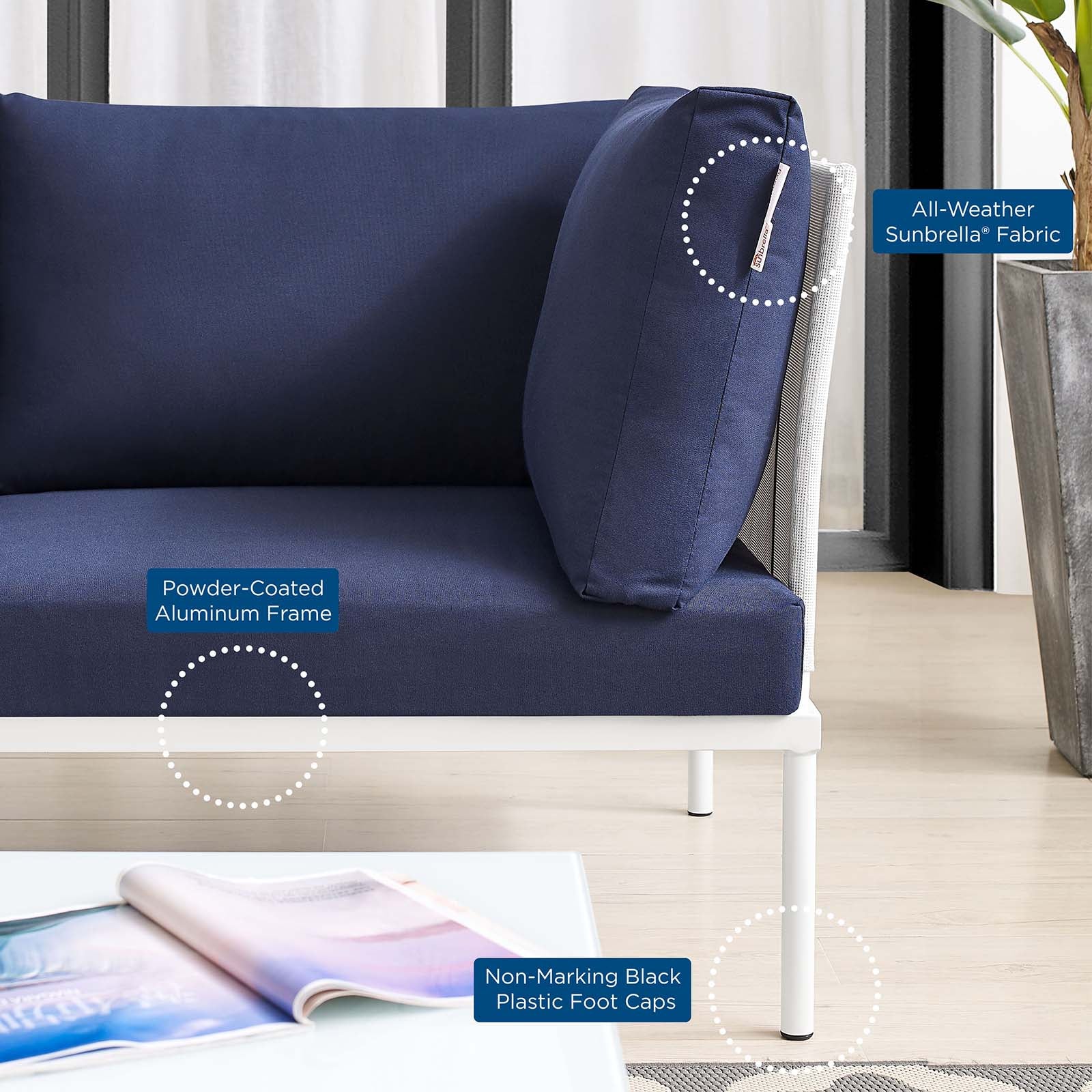 Harmony Sunbrella¨ Outdoor Patio Aluminum Loveseat by Modway