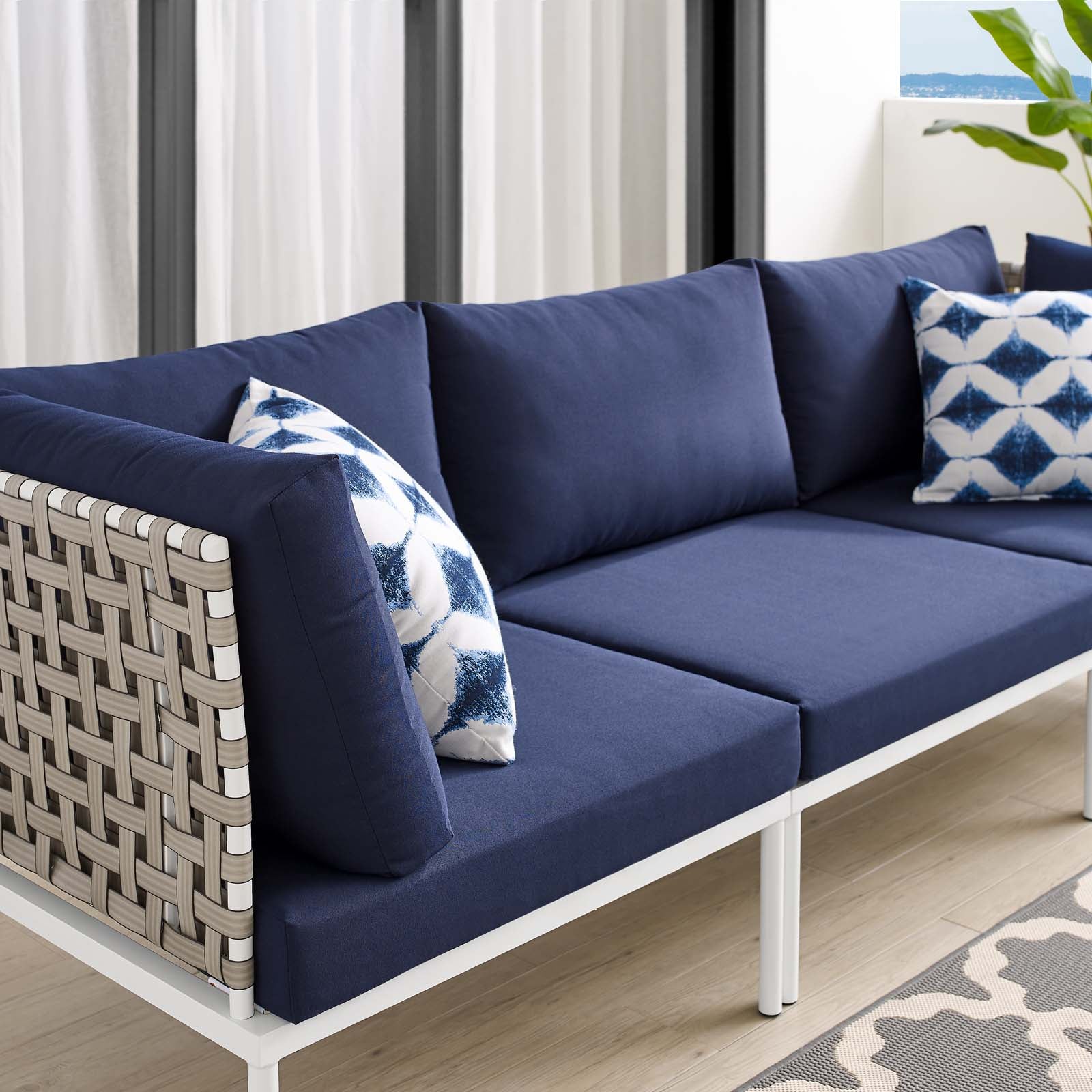 Harmony Sunbrella¨ Basket Weave Outdoor Patio Aluminum Sofa by Modway
