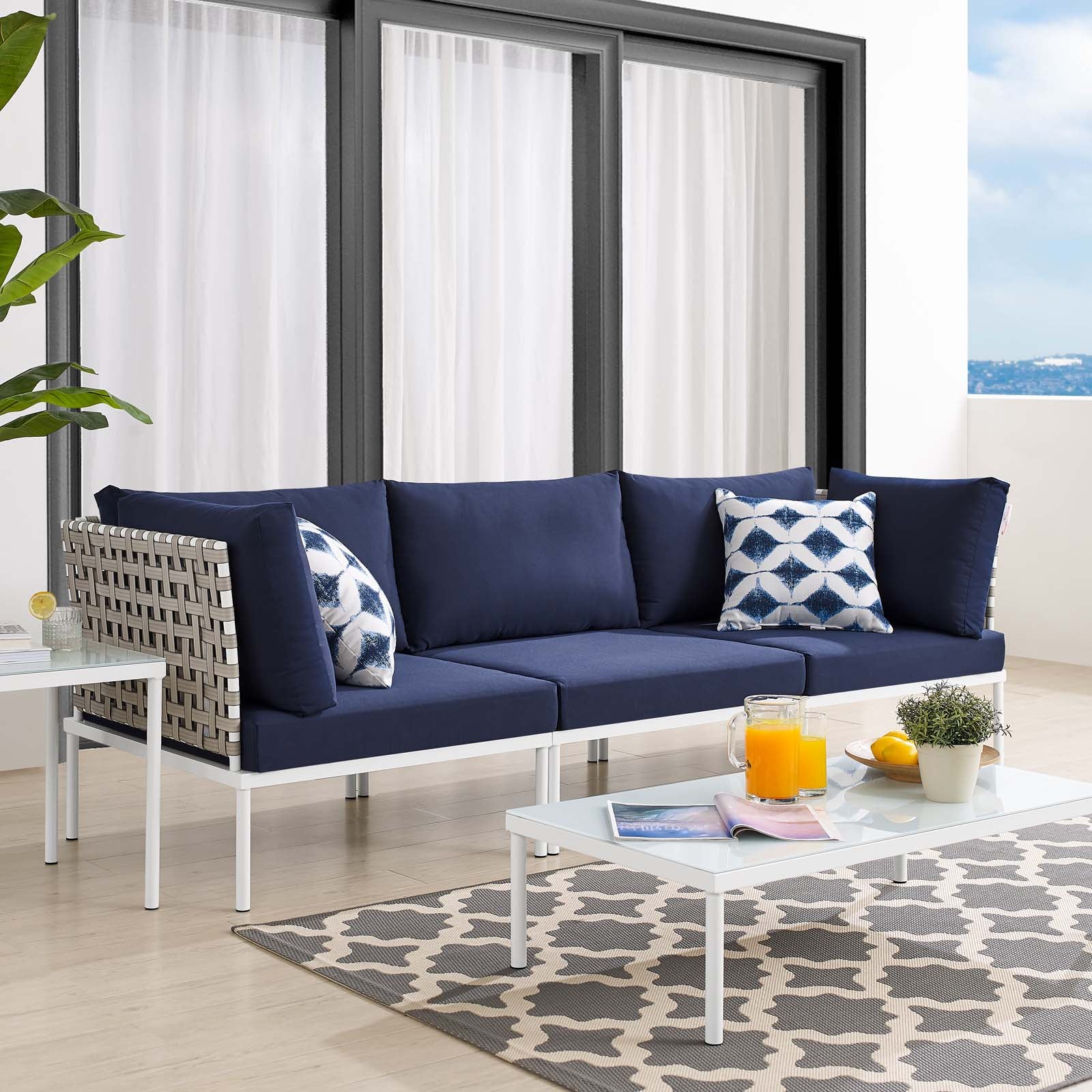 Harmony Sunbrella¨ Basket Weave Outdoor Patio Aluminum Sofa by Modway