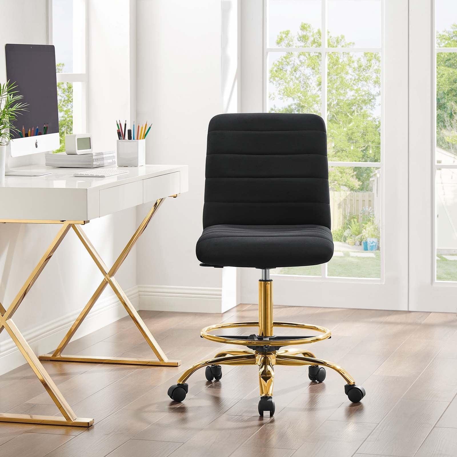 Ripple Armless Performance Velvet Drafting Chair by Modway