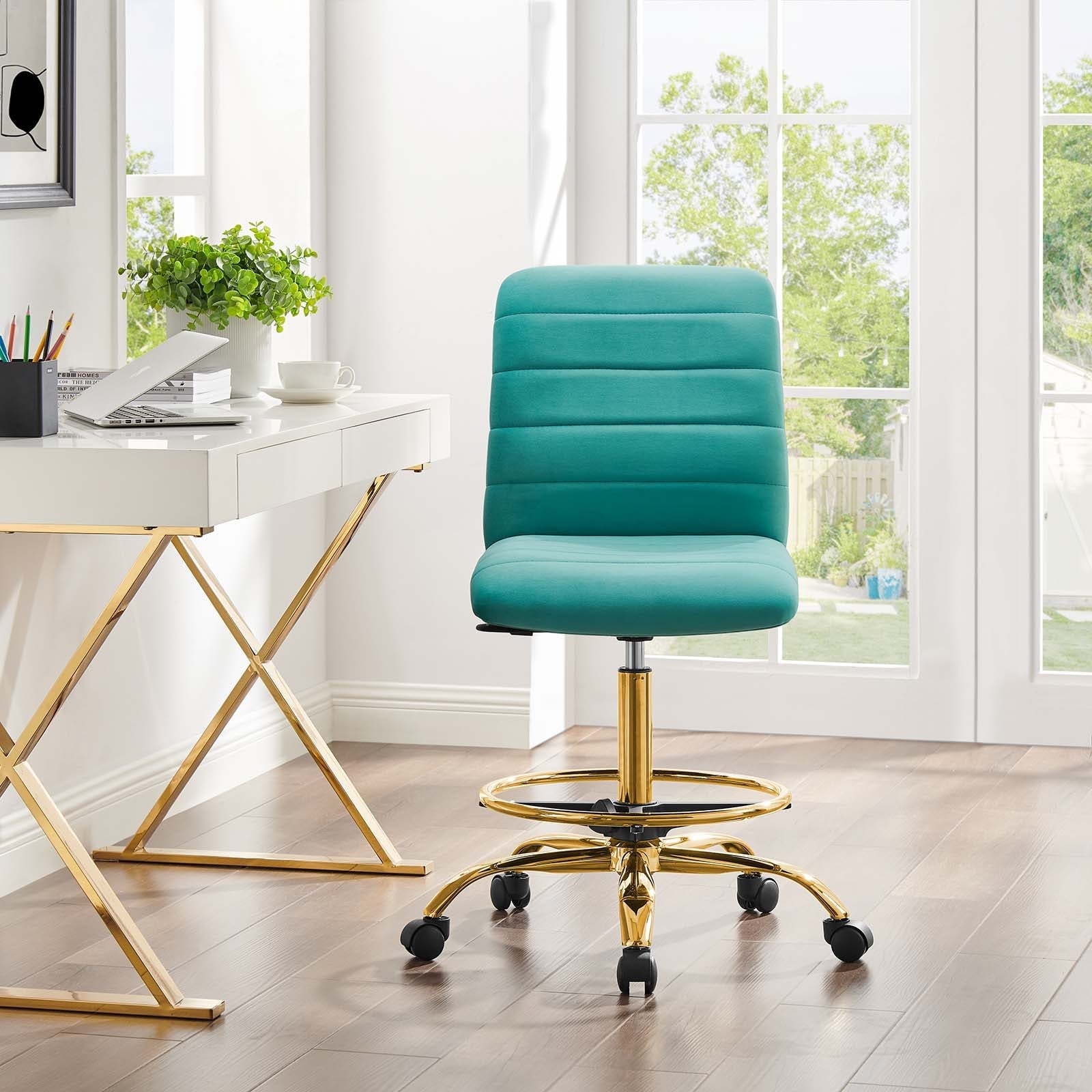 Ripple Armless Performance Velvet Drafting Chair by Modway