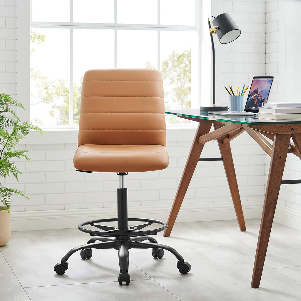 Ripple Armless Vegan Leather Drafting Chair by Modway
