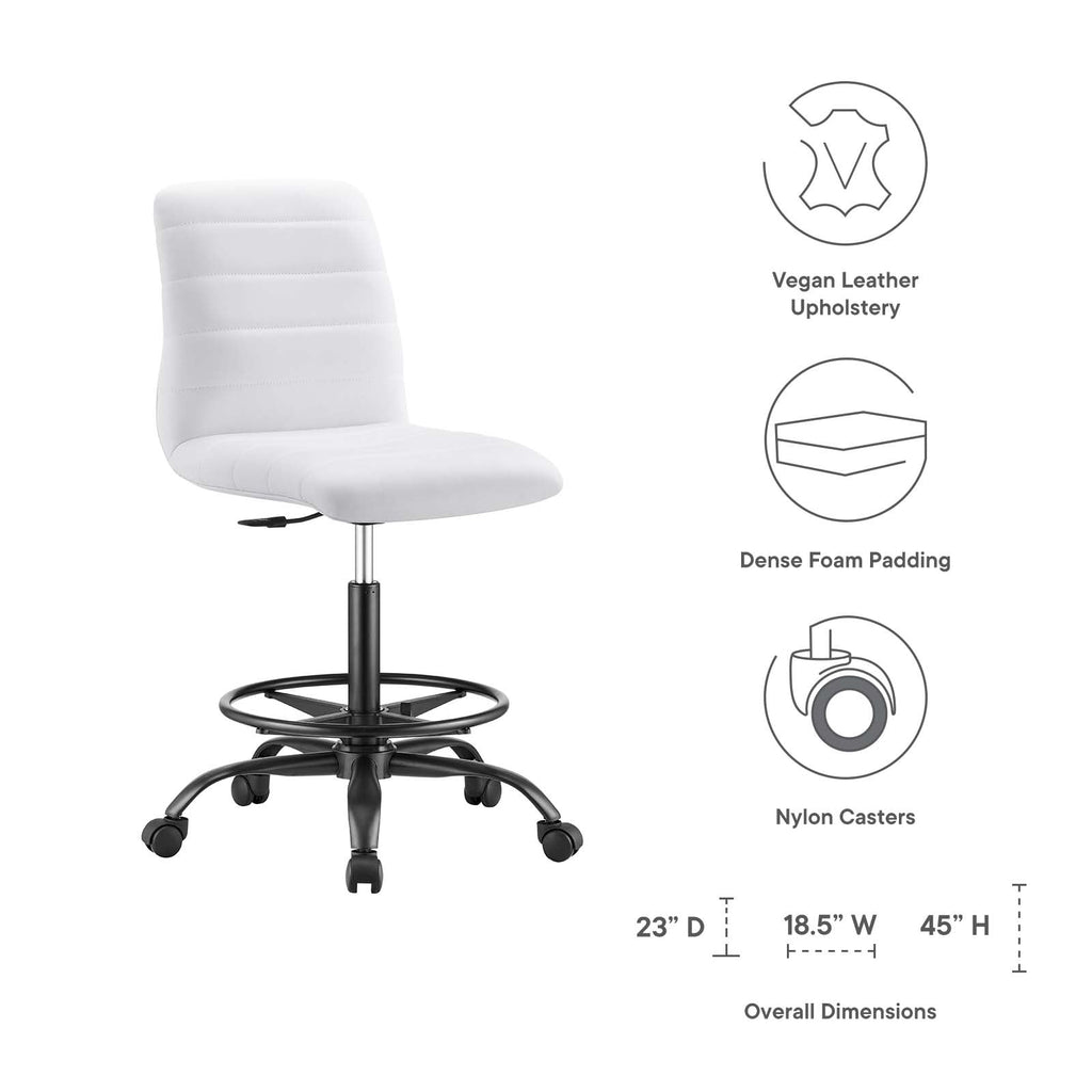 Ripple Armless Vegan Leather Drafting Chair by Modway