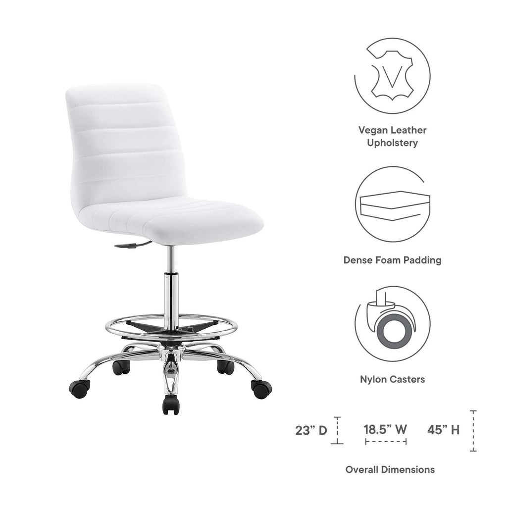 Ripple Armless Vegan Leather Drafting Chair by Modway