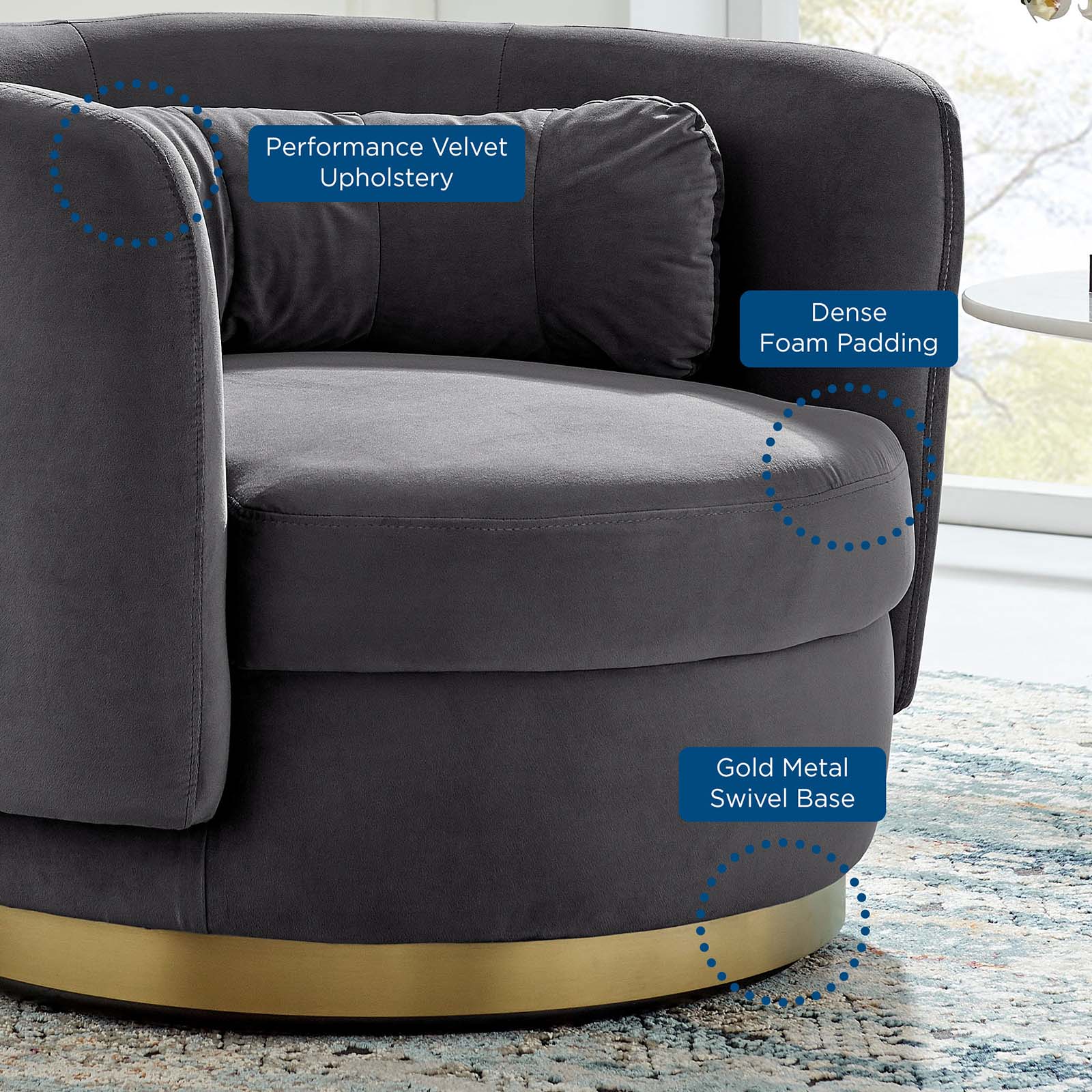 Relish Performance Velvet Swivel Chair by Modway