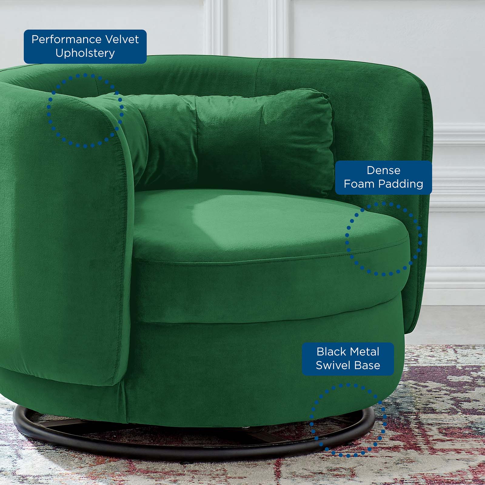 Relish Performance Velvet Swivel Chair by Modway