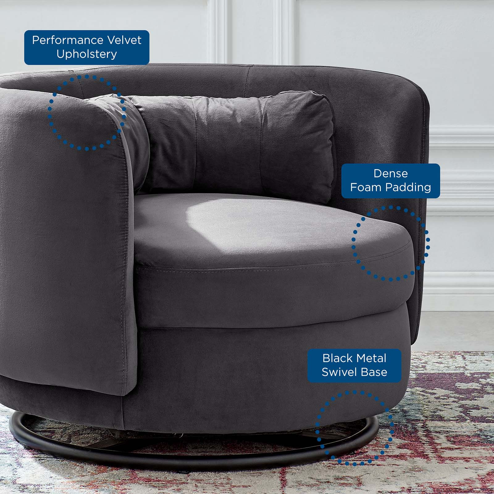 Relish Performance Velvet Swivel Chair by Modway