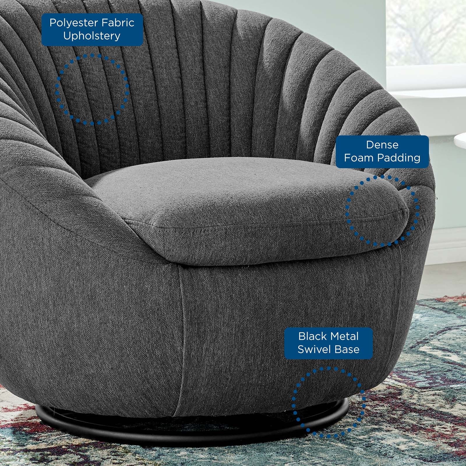 Whirr Tufted Fabric Swivel Chair by Modway