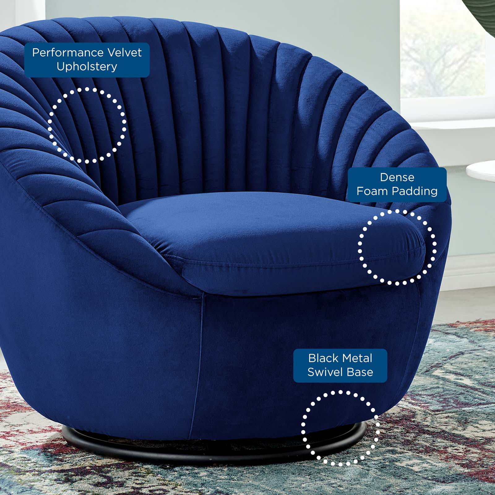 Whirr Tufted Performance Velvet Swivel Chair by Modway